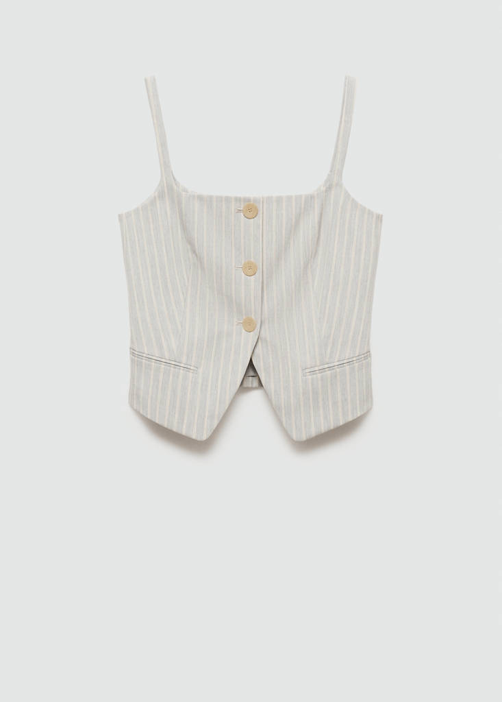Striped waistcoat with buttons — Sky Blue