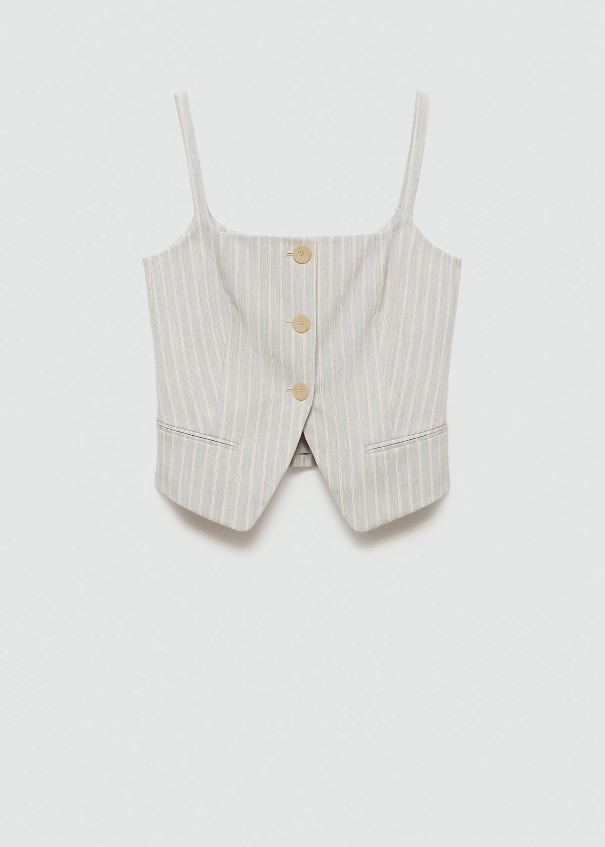 Striped waistcoat with buttons — Sky Blue