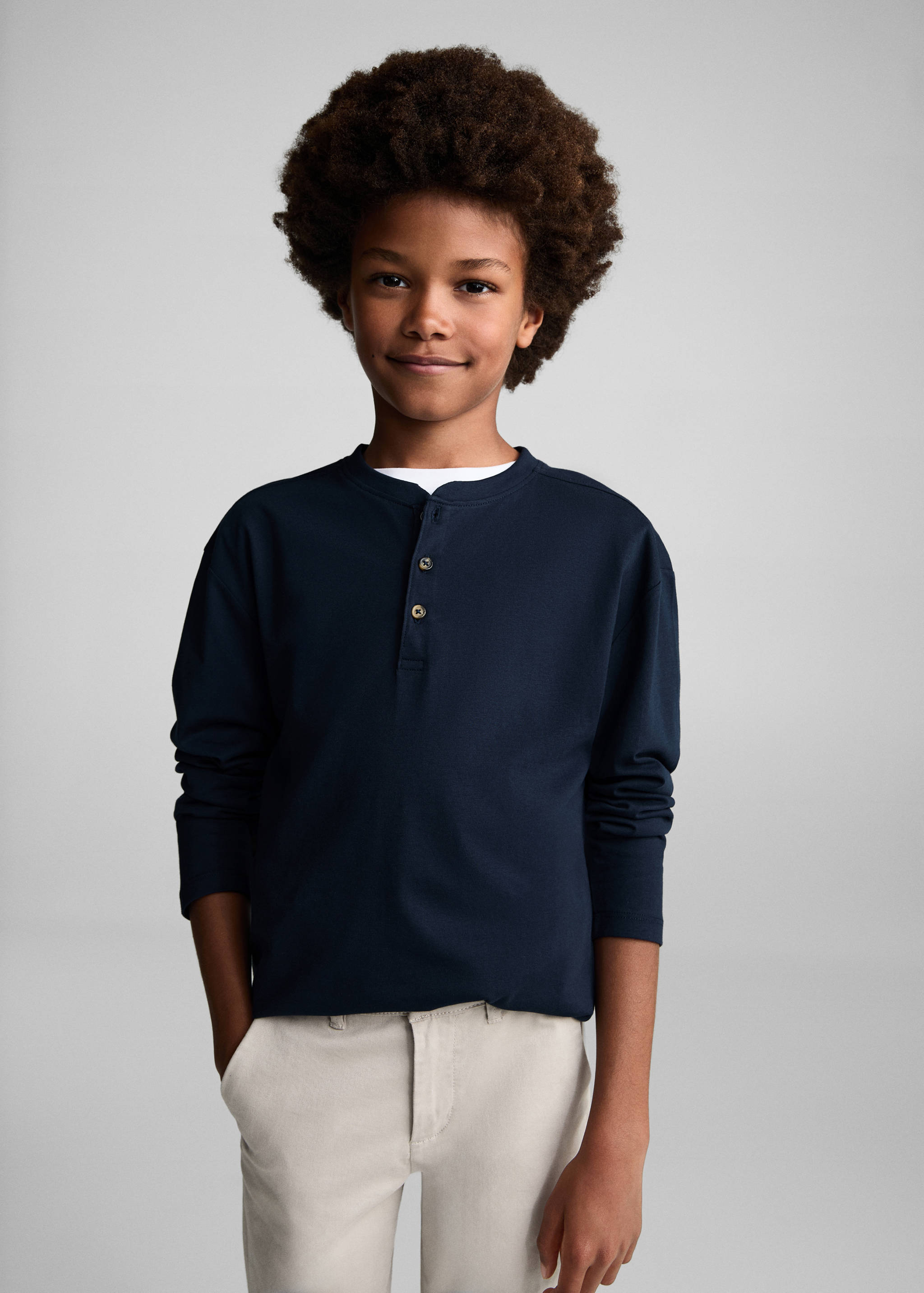 Long sleeve cotton t-shirt - Medium plane
