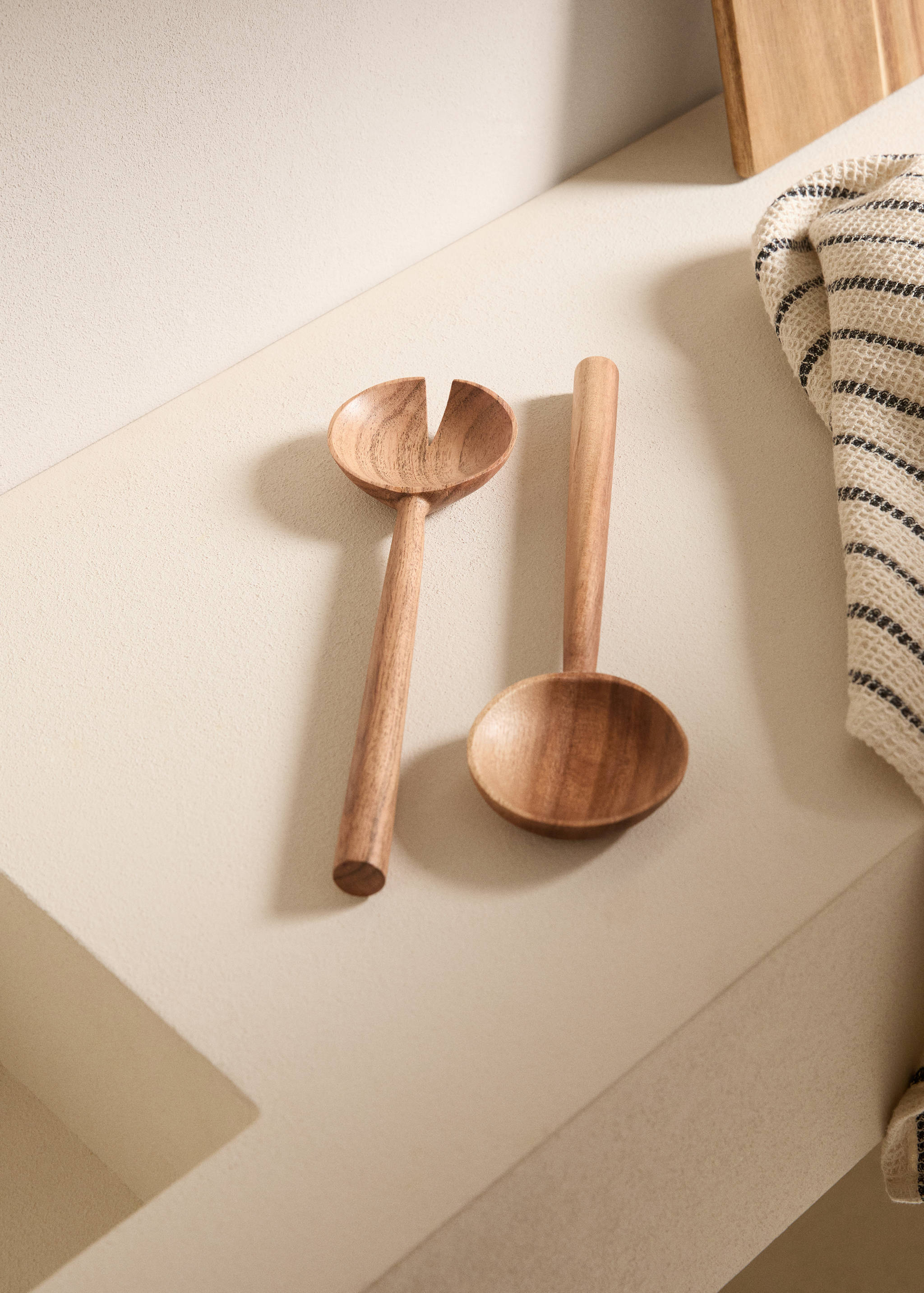 Set of 2 acacia wood serving cutlery - General plane