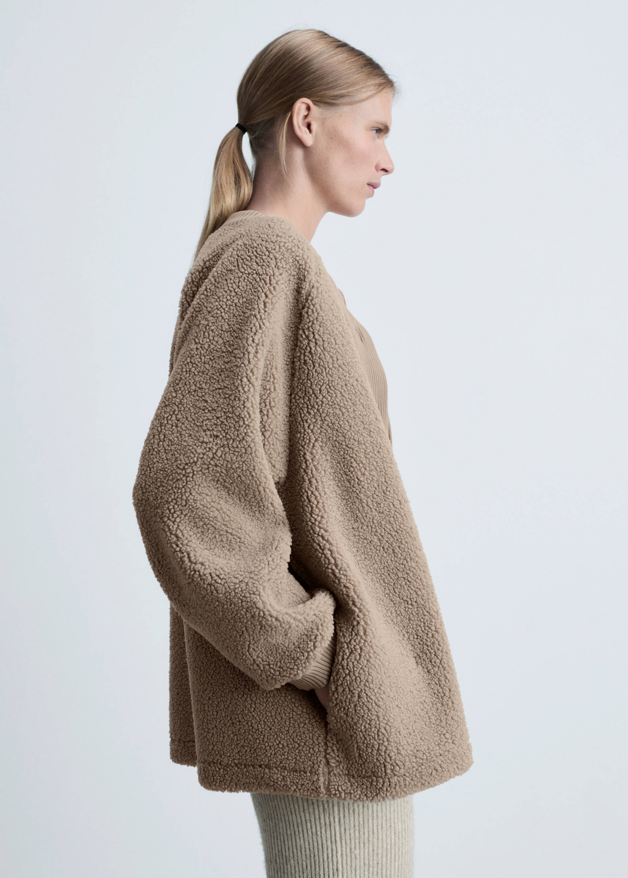 Fleece cardigan with buttons - Medium plane