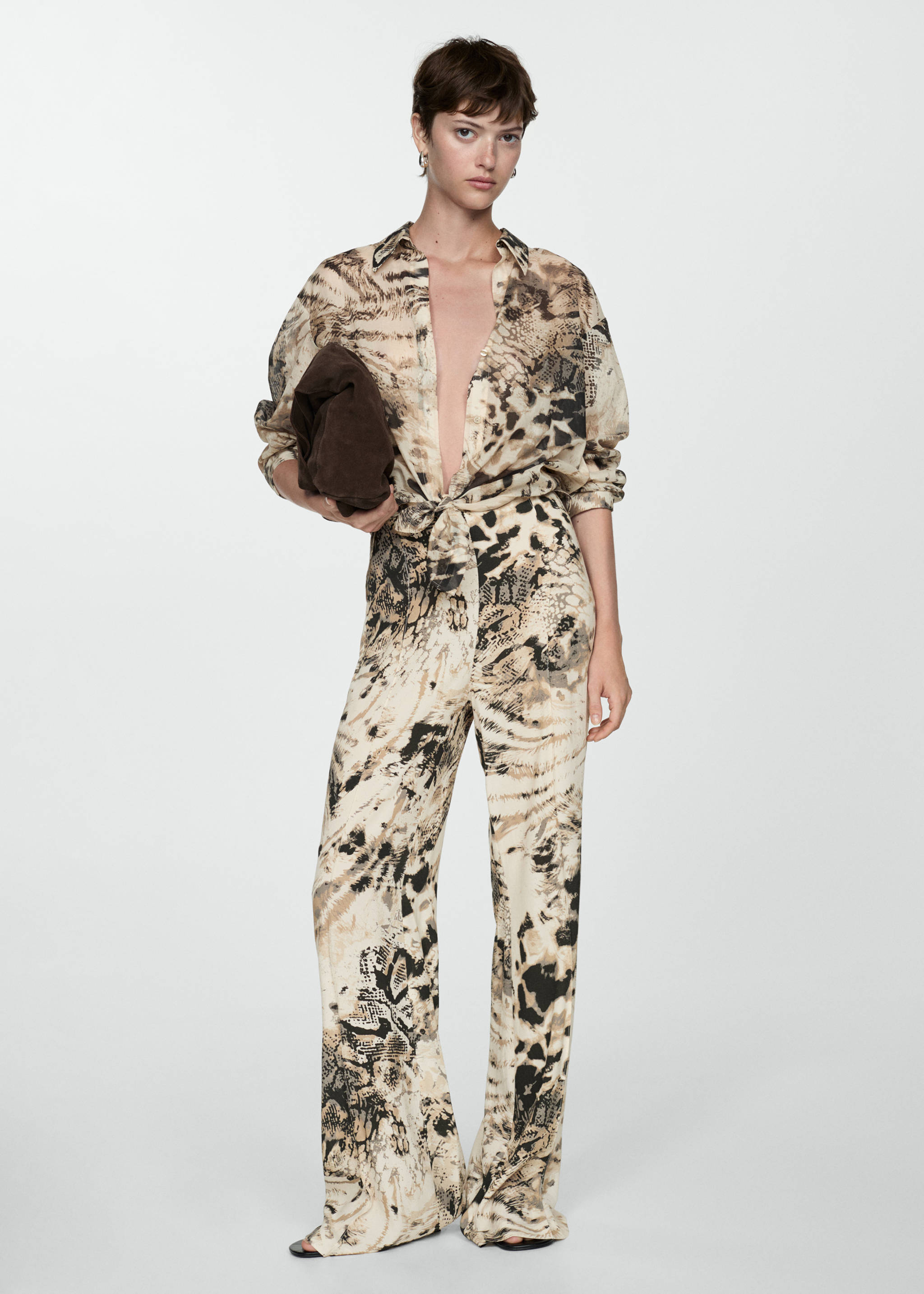Fluid animal- print trousers - General plane