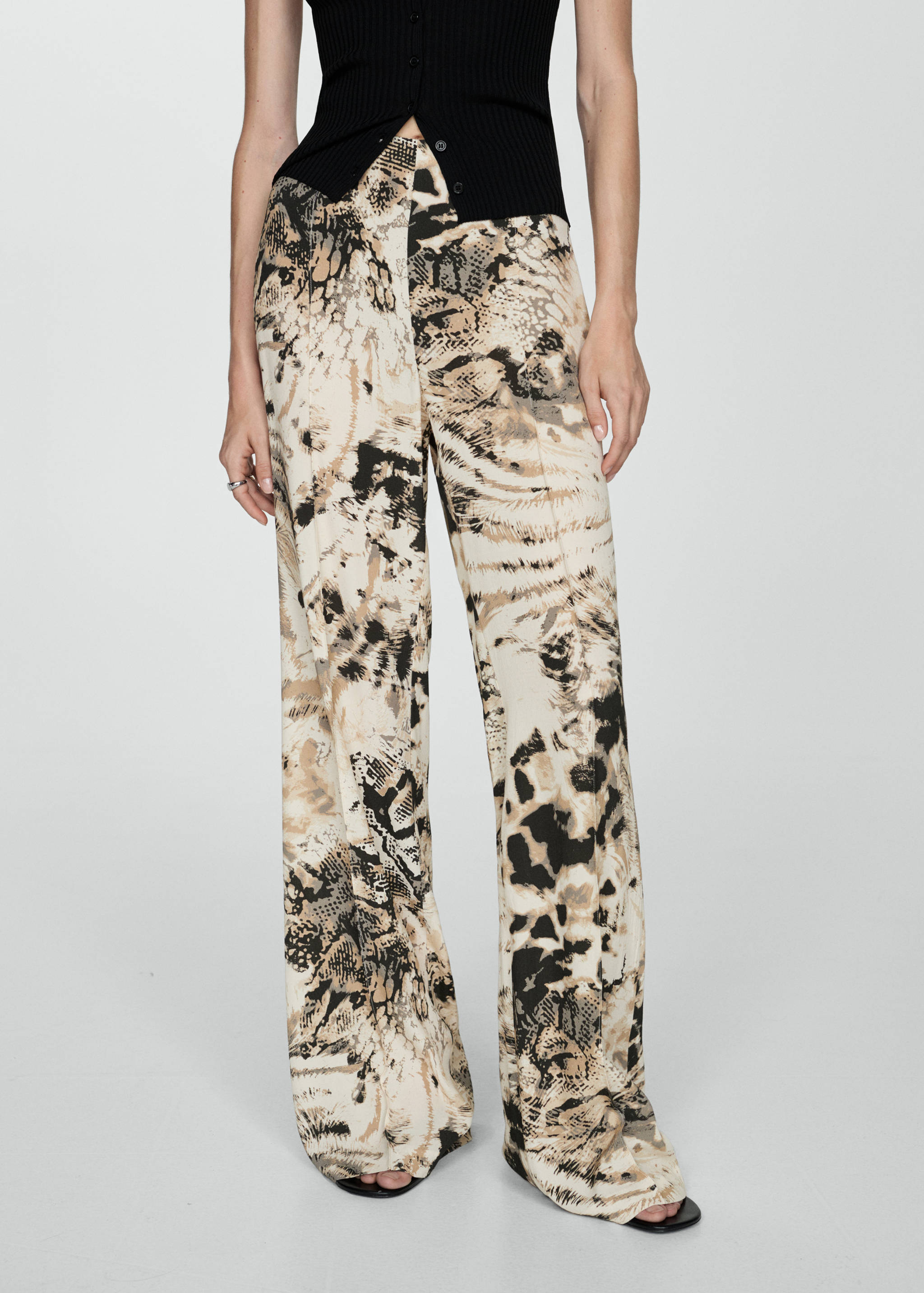 Fluid animal- print trousers - Medium plane