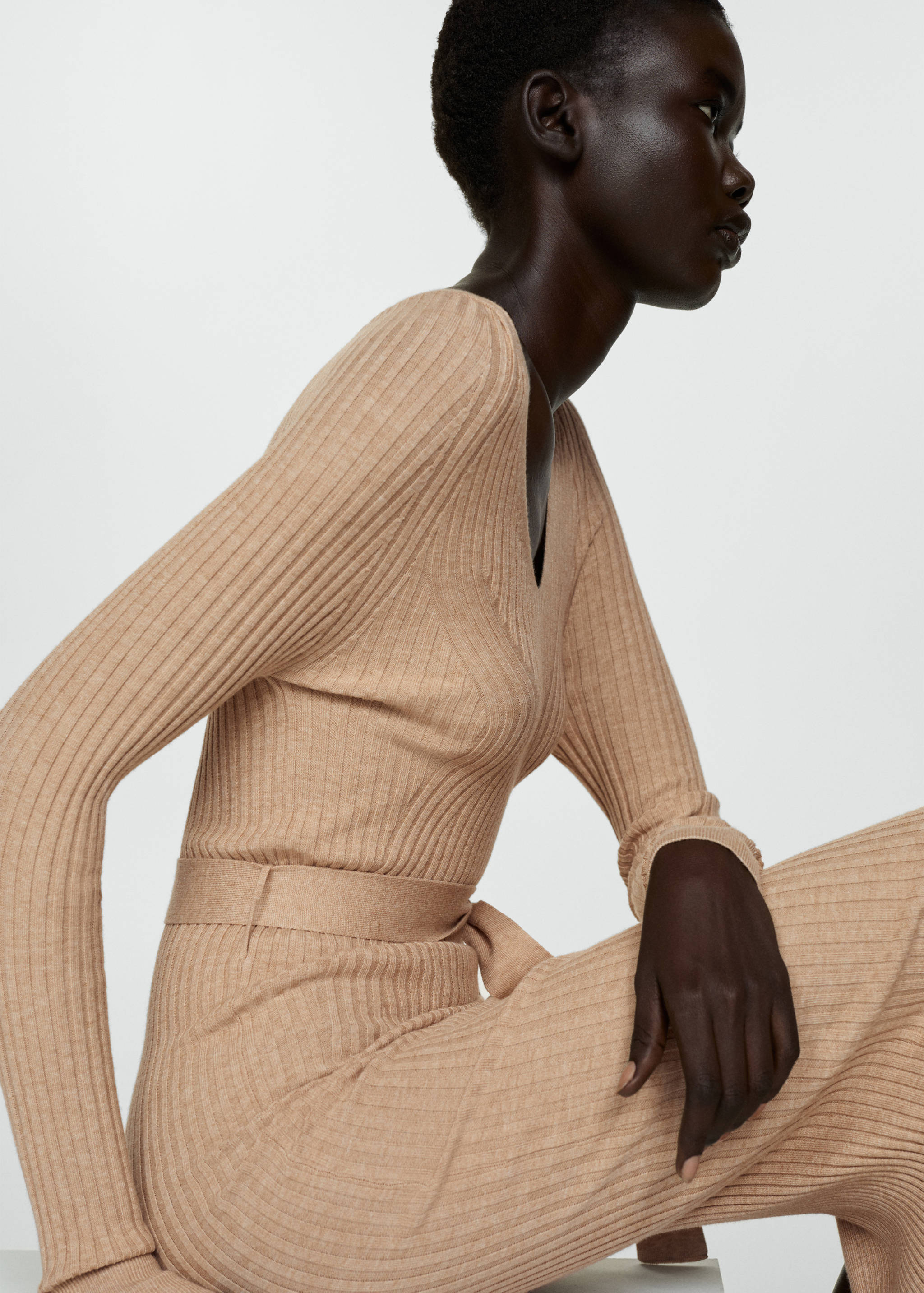 Vestido punto midi cinturón - Detalle del artículo 6