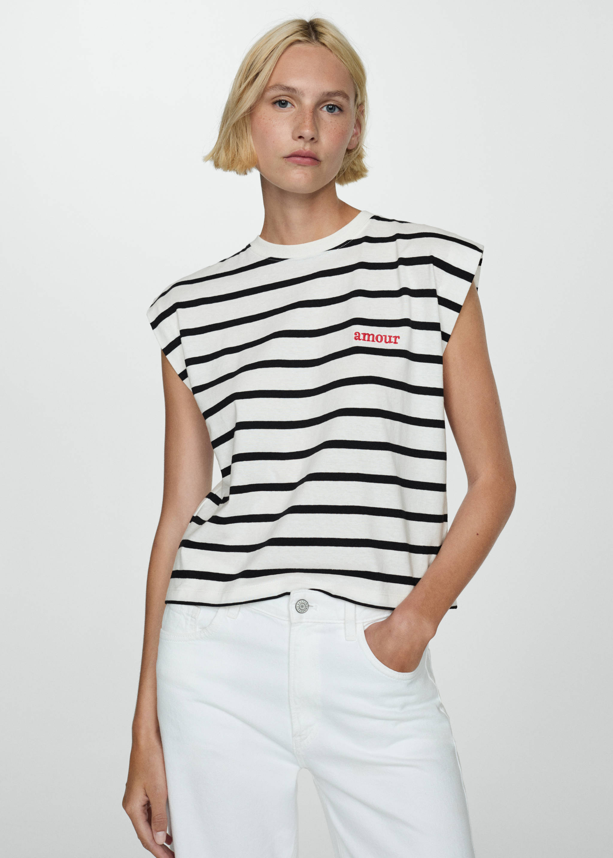 Striped cotton T-shirt - Medium plane