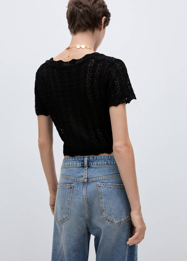 Knitted cardigan with bow — Black