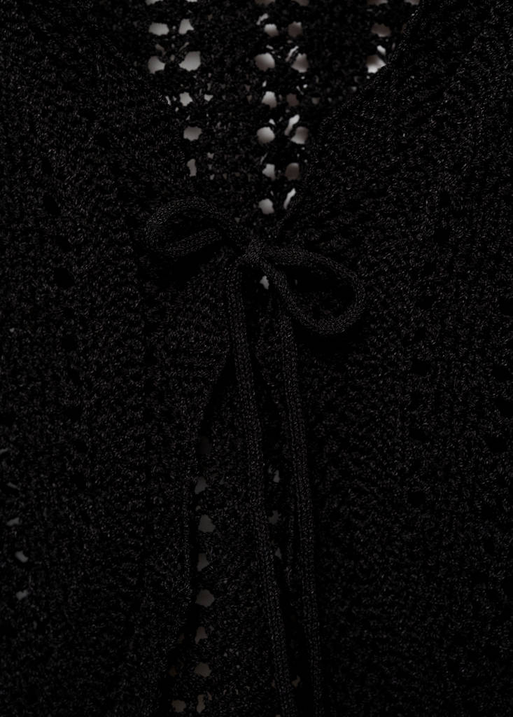 Knitted cardigan with bow — Black