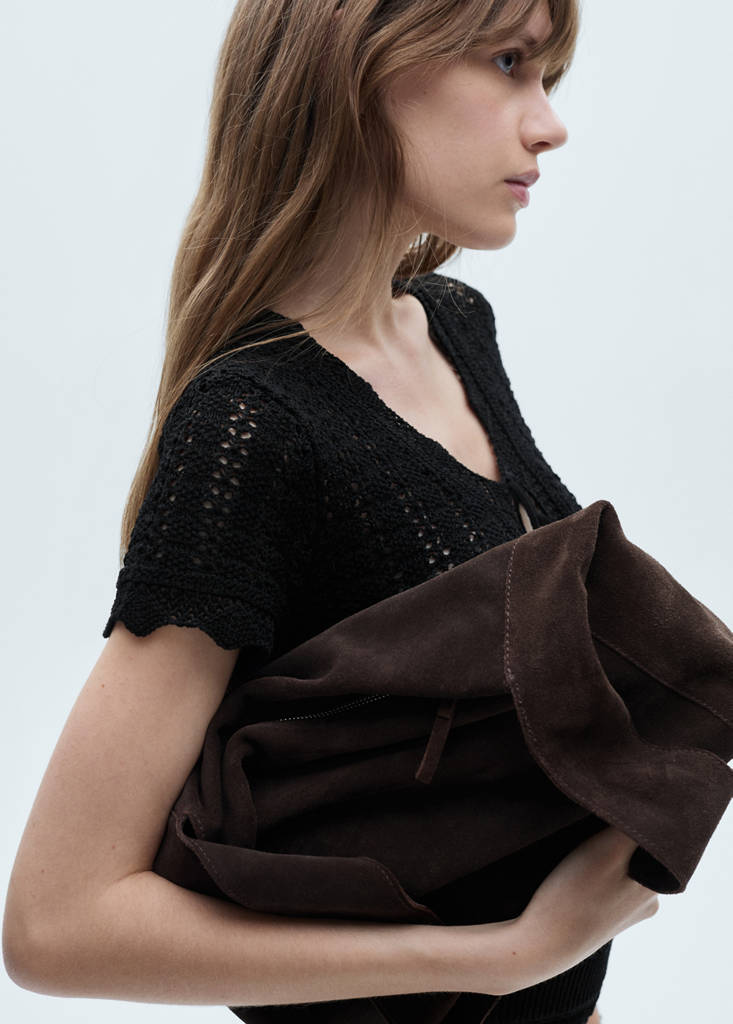 Knitted cardigan with bow — Black