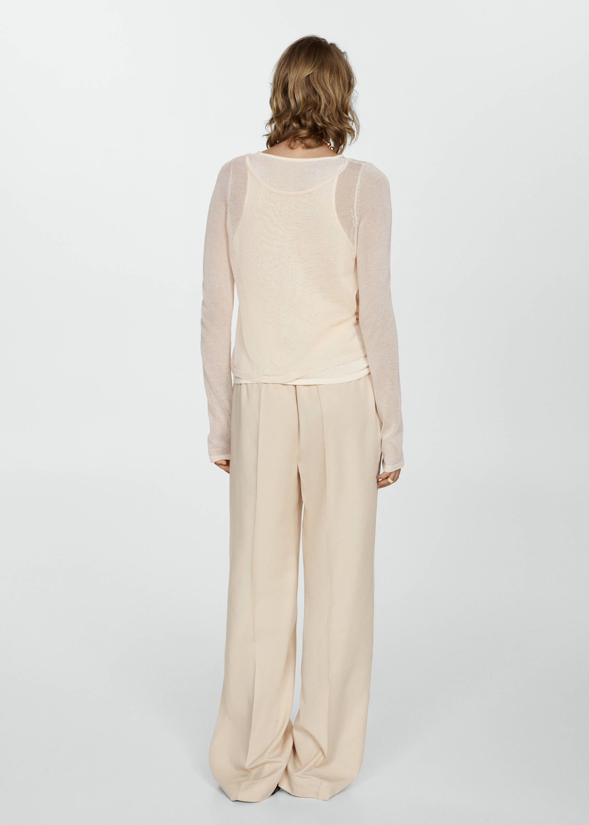 بلوفر بحياكة مختلطة - الجهة الخلفية للمنتج