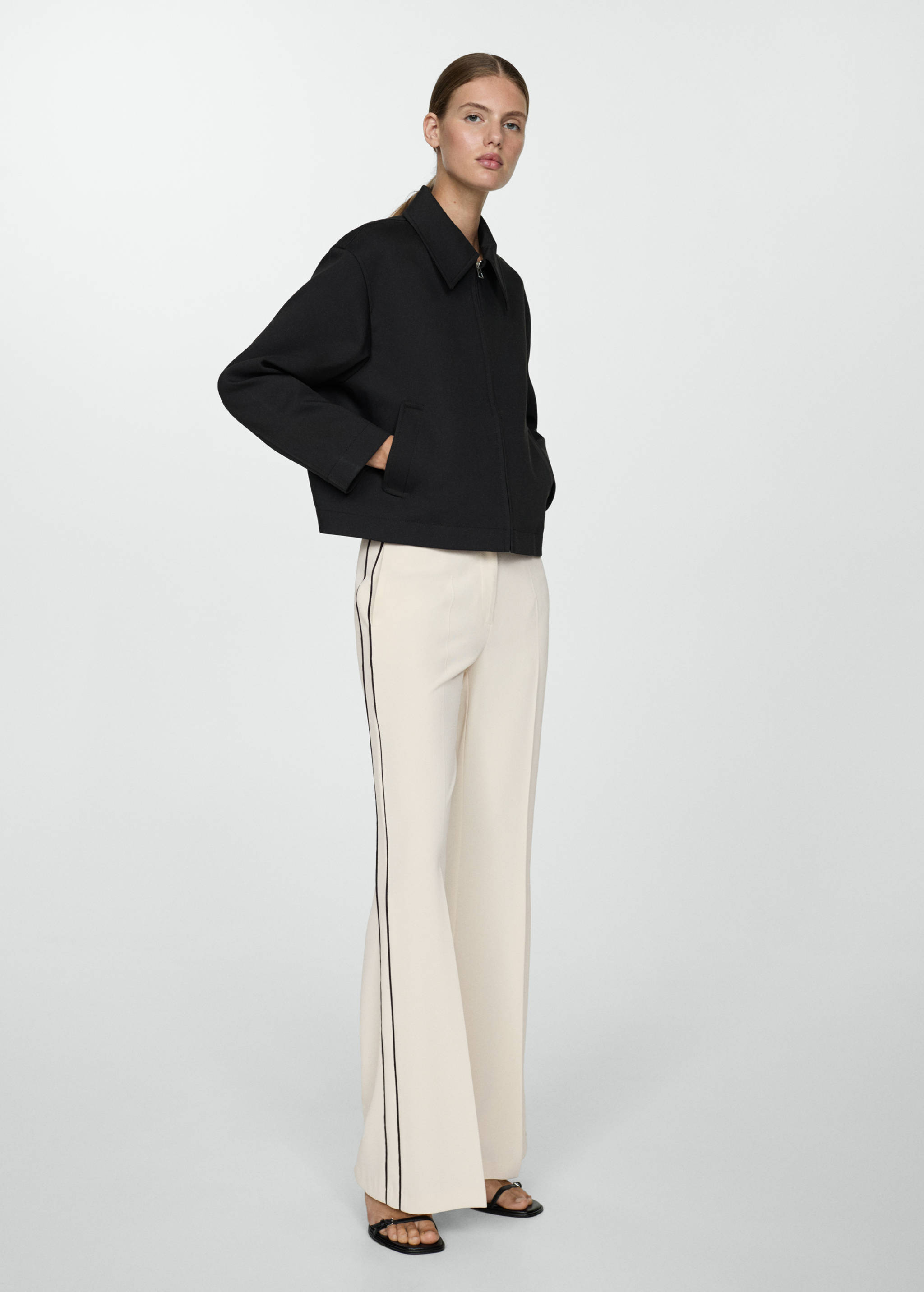 Cotton jacket with shirt collar - General plane