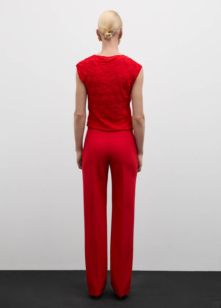 Textured short-sleeved t-shirt — Red
