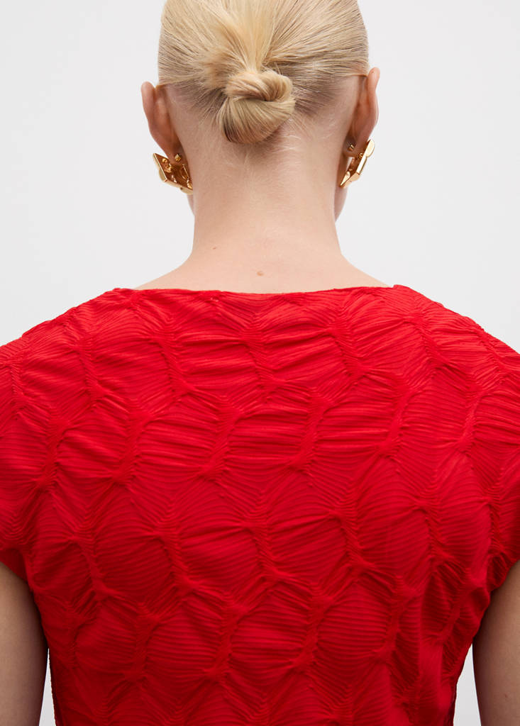 Textured short-sleeved t-shirt — Red