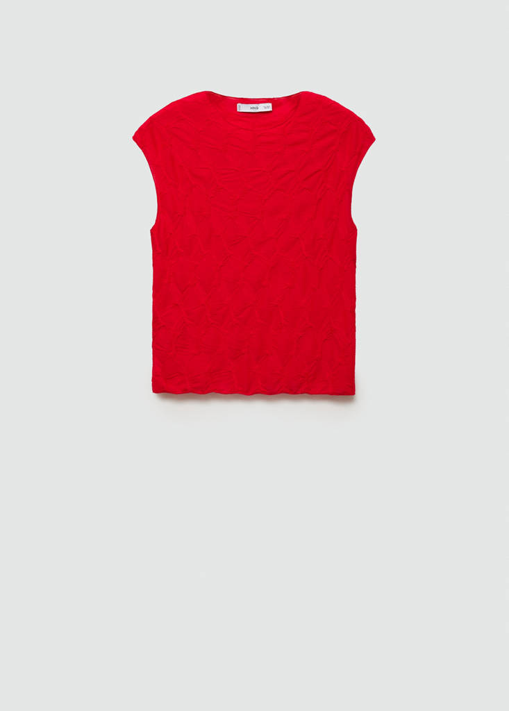 Textured short-sleeved t-shirt — Red