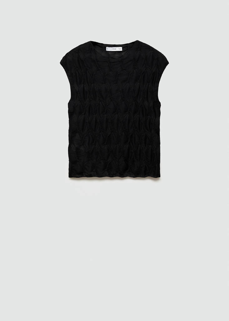 Textured short-sleeved t-shirt — Black