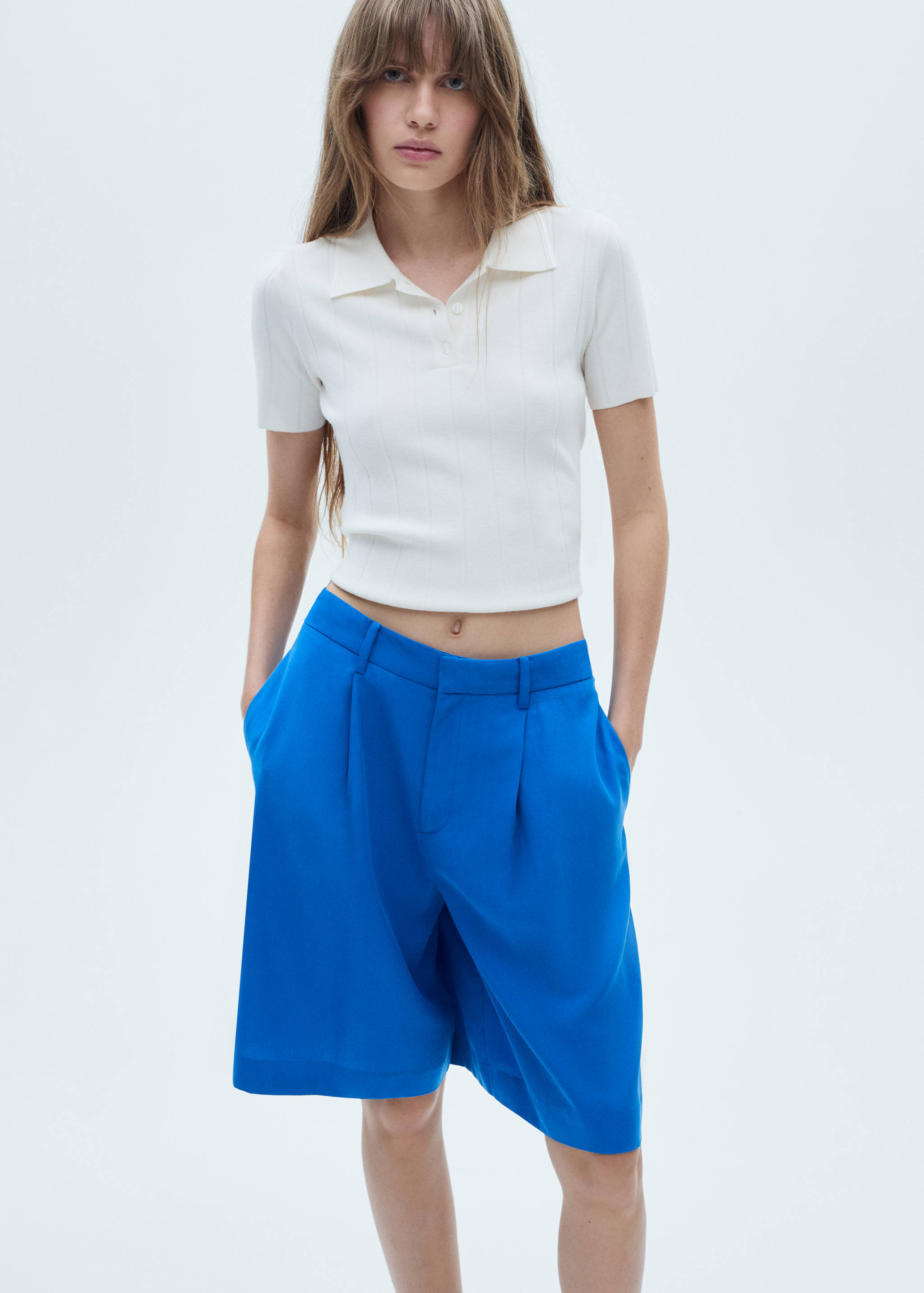 Lyocell pleated bermuda shorts - Details of the article 2