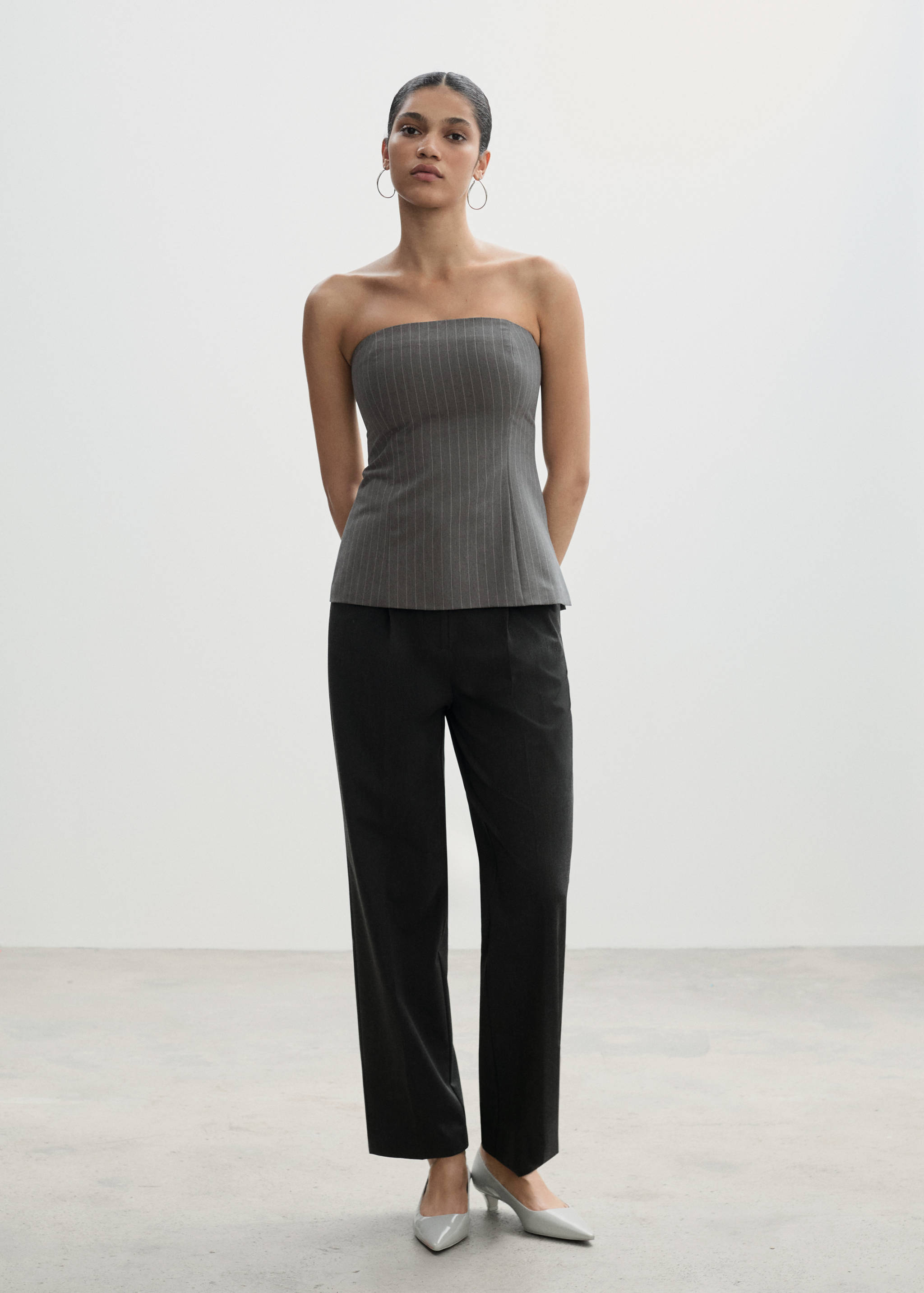 Strapless top with pinstripe - General plane