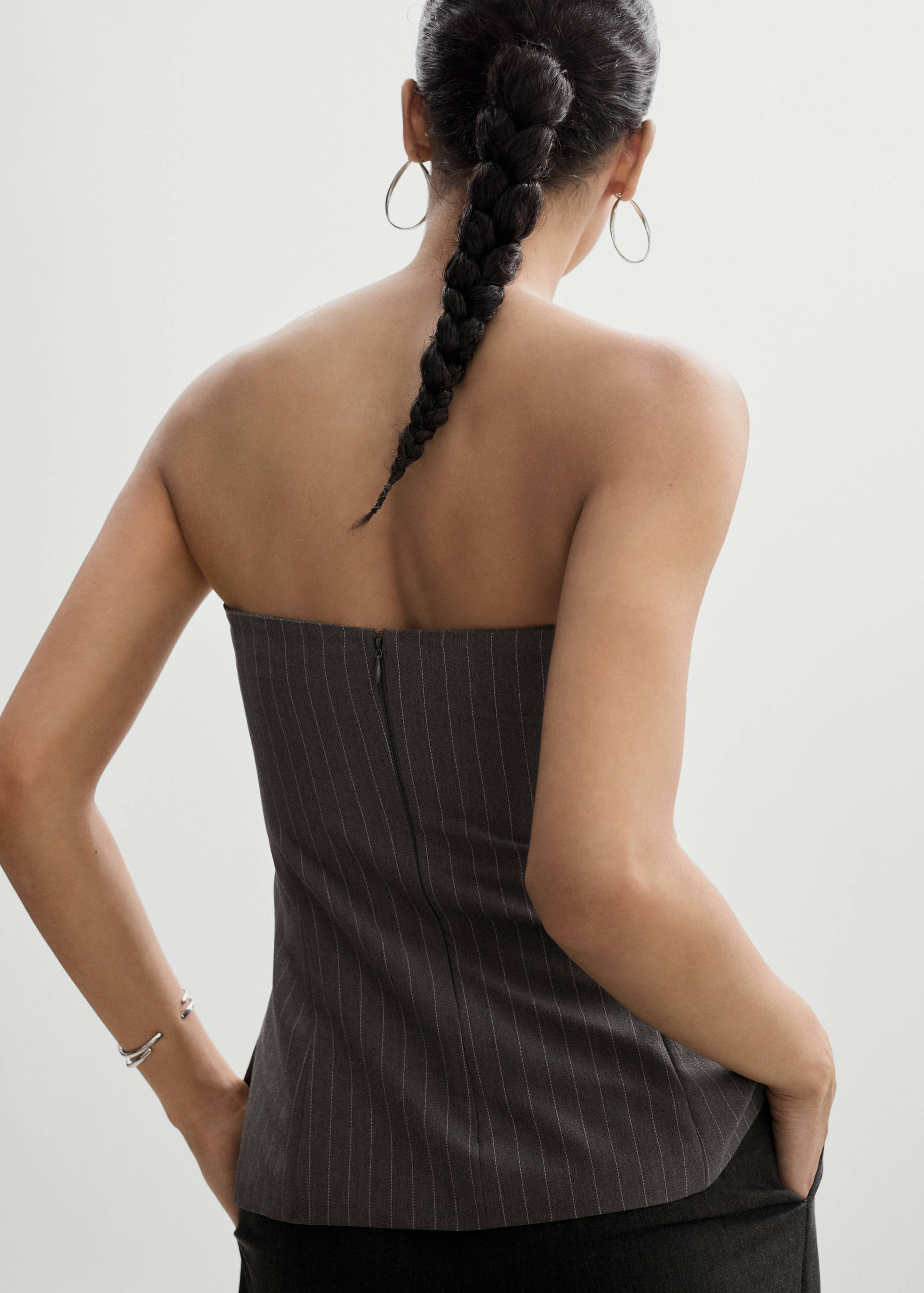 Strapless top with pinstripe - Reverse of the article