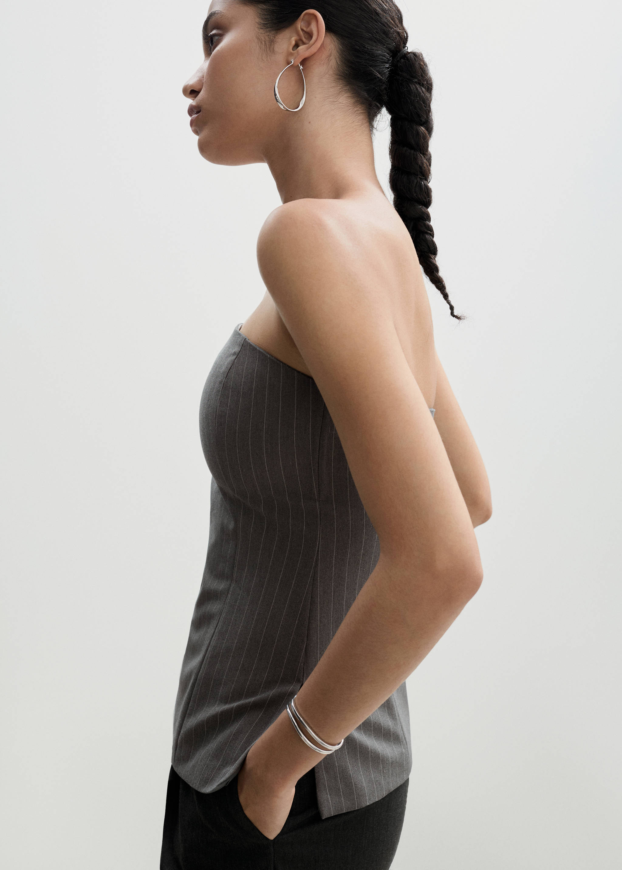 Strapless top with pinstripe - Details of the article 2