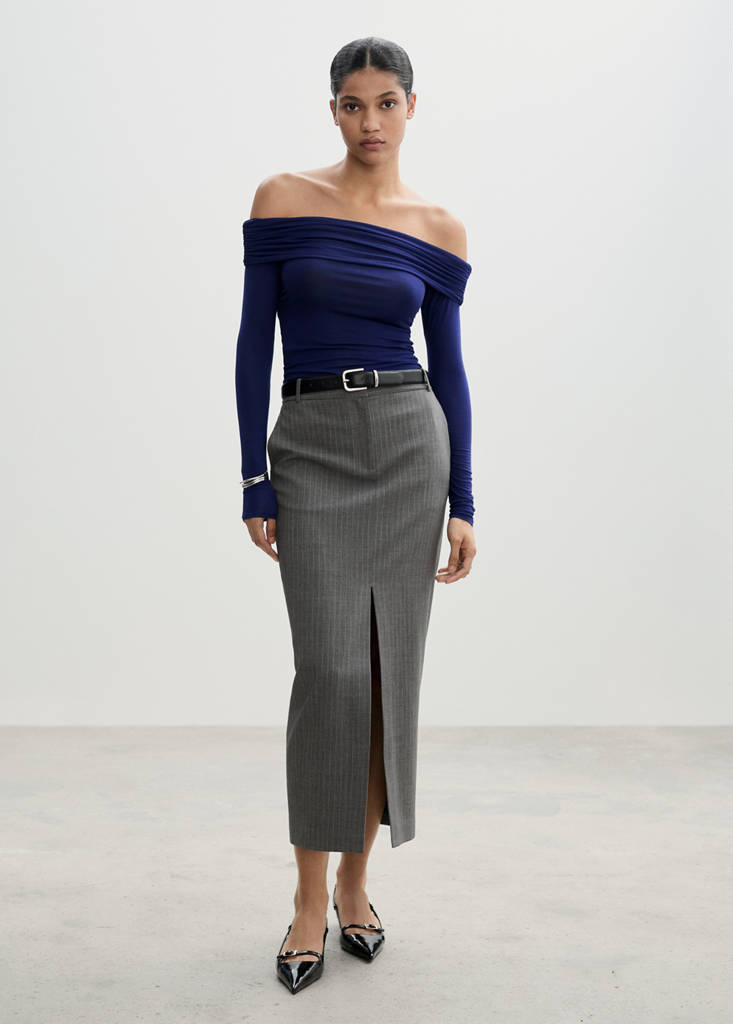 Off shoulders T-shirt — Blue