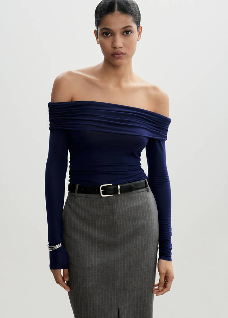 Off shoulders T-shirt — Blue