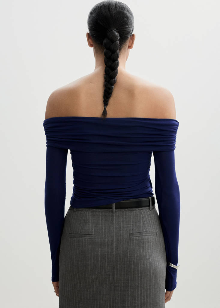 Off shoulders T-shirt — Blue
