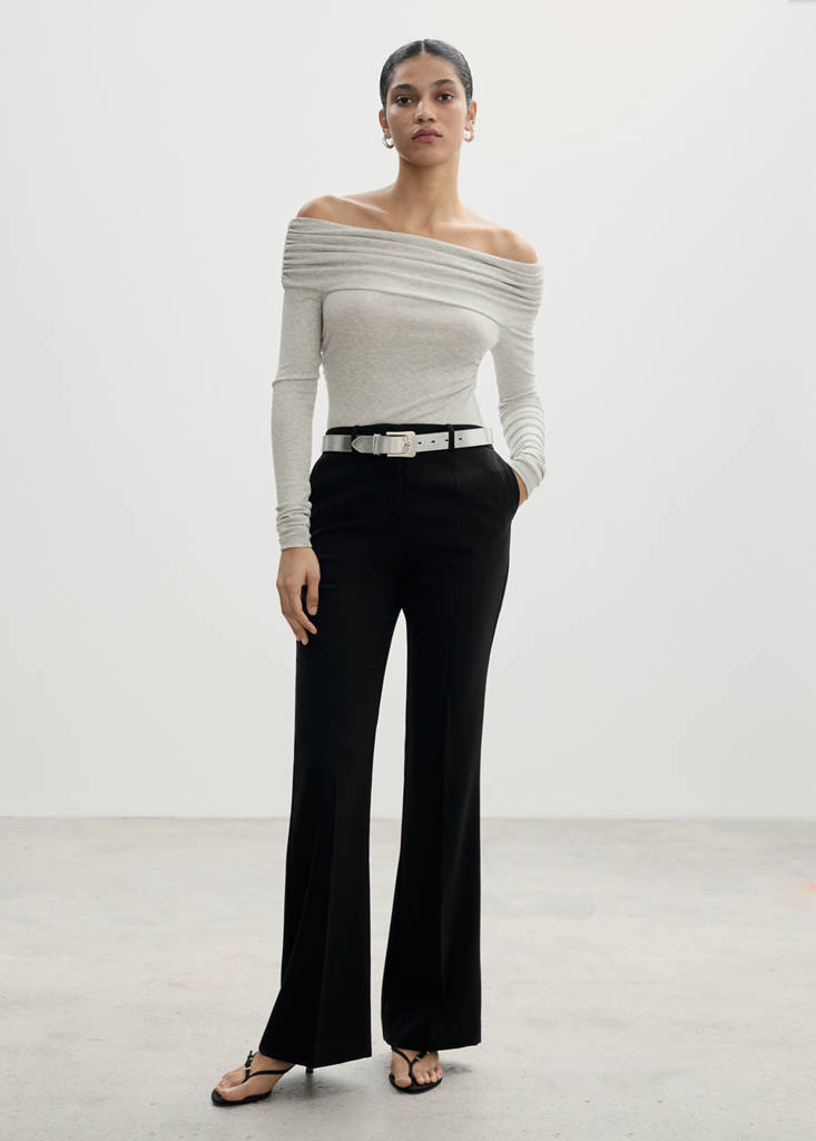 Off shoulders T-shirt — Grey