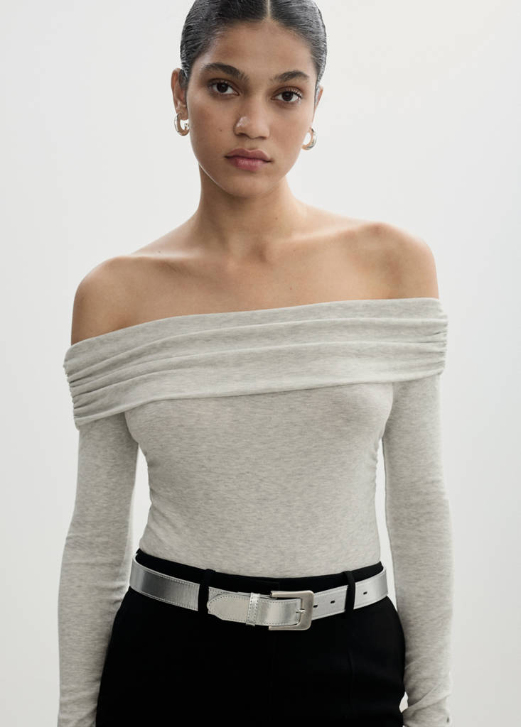 Off shoulders T-shirt — Grey
