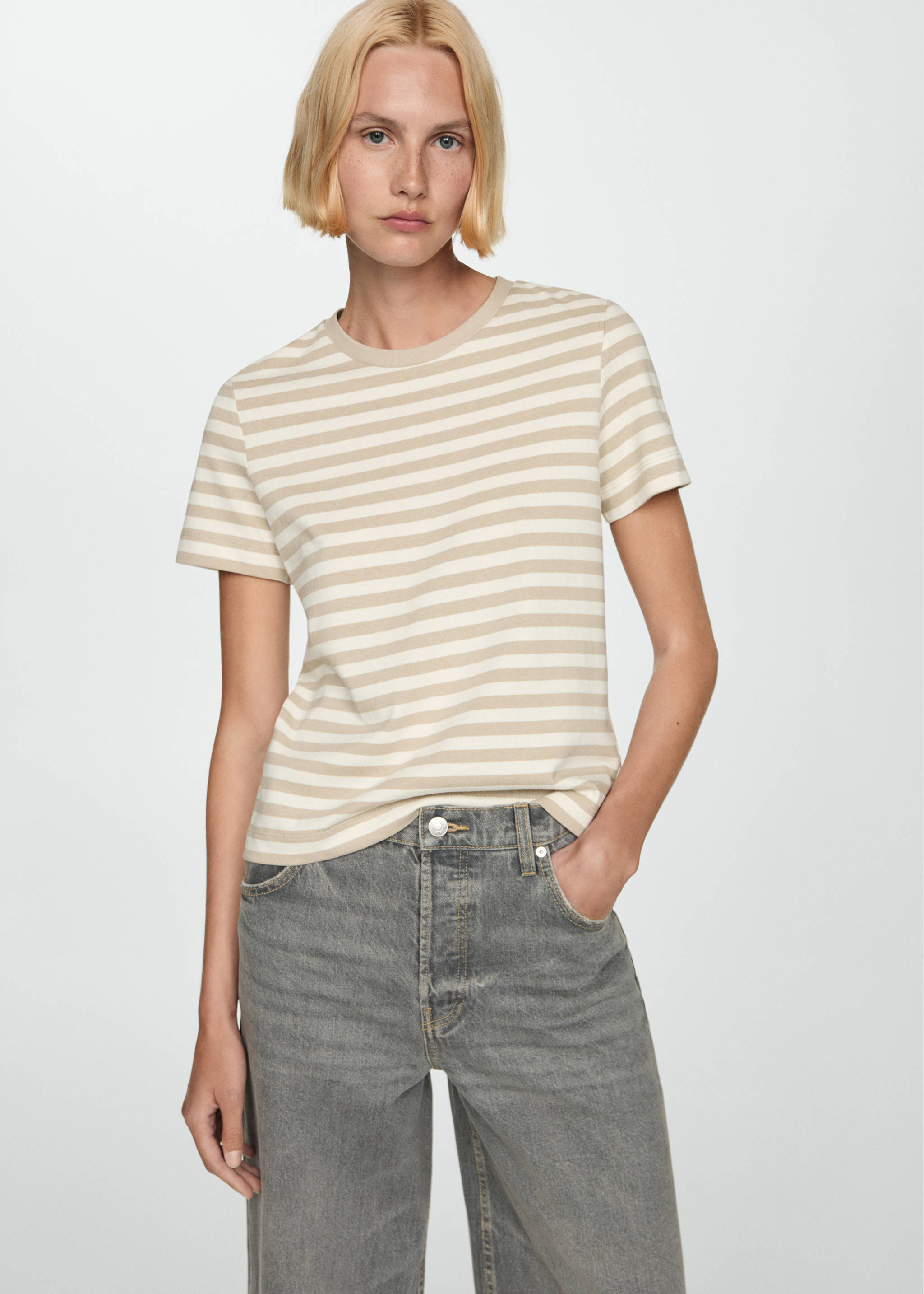 Striped cotton T-shirt - Medium plane