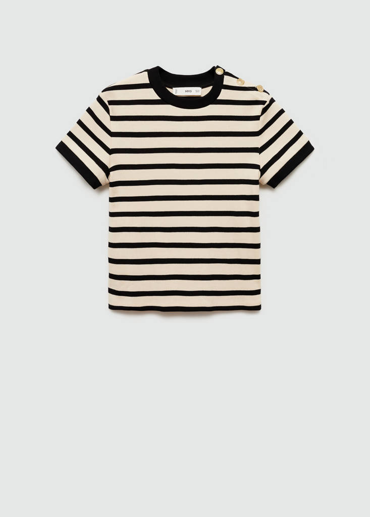 T-shirt with contrasting buttons — Ecru