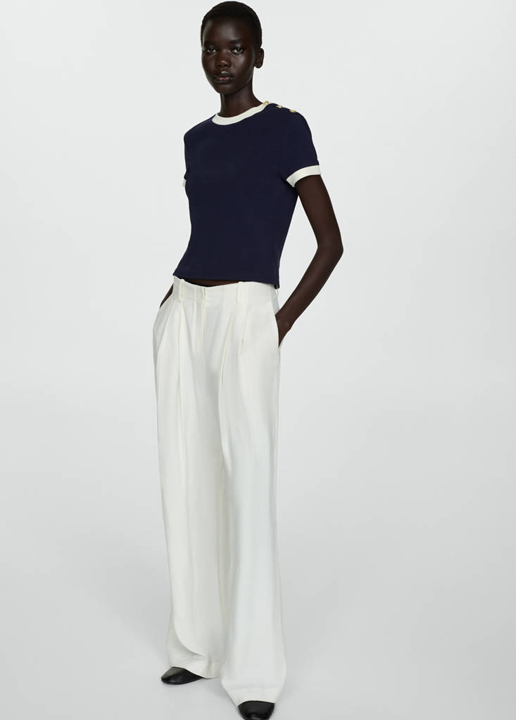 T-shirt with contrasting buttons — Dark Navy