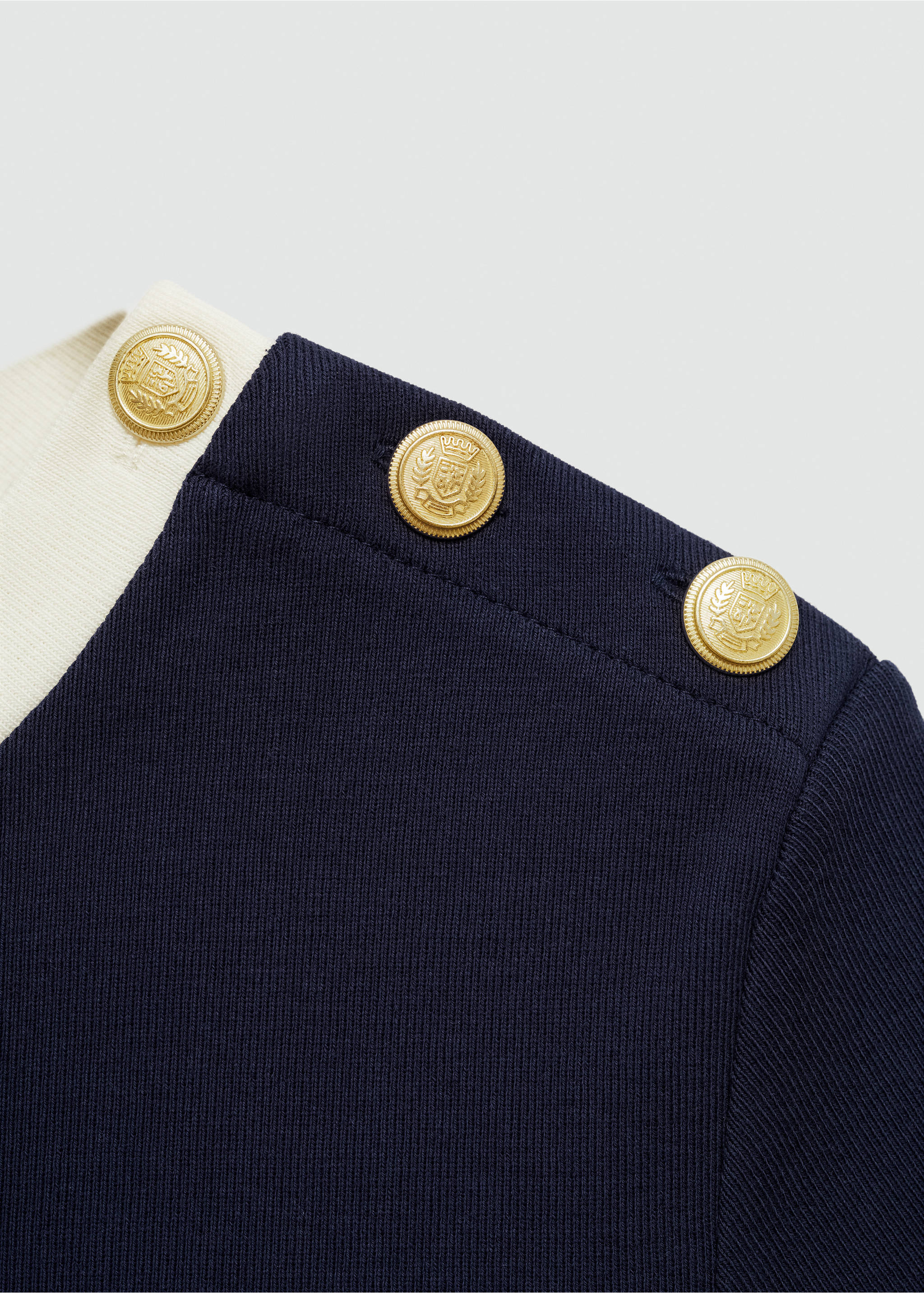 T-shirt with contrasting buttons - Деталь изделия 8, Темно-синий. Ref: 77074033-00.