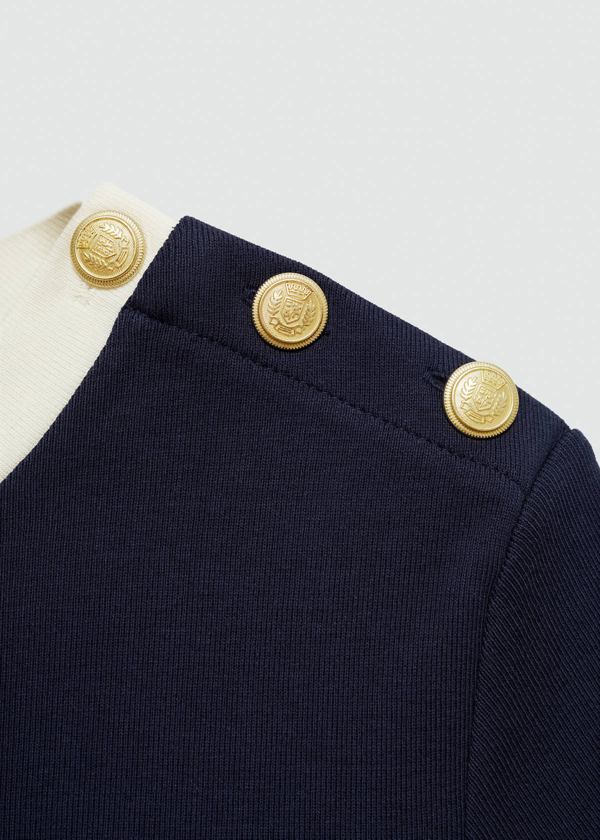 T-shirt with contrasting buttons — Dark Navy