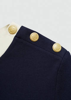 T-shirt with contrasting buttons — Dark Navy 7