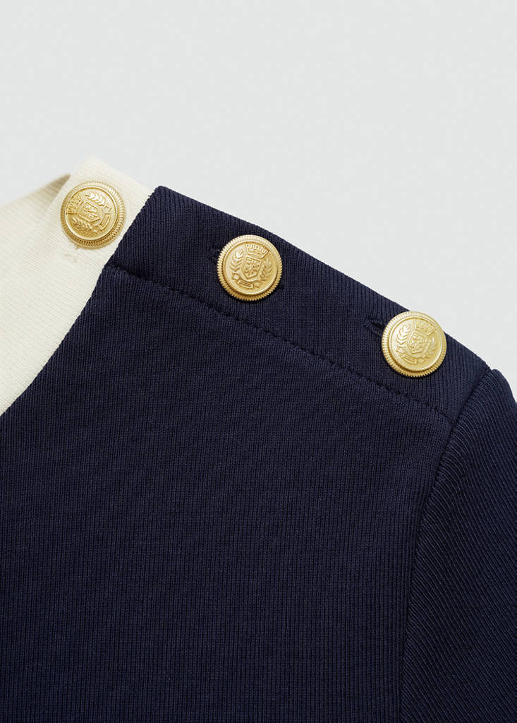 T-shirt with contrasting buttons — Dark Navy