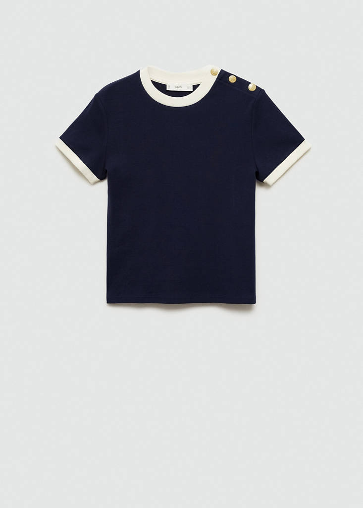 T-shirt with contrasting buttons — Dark Navy