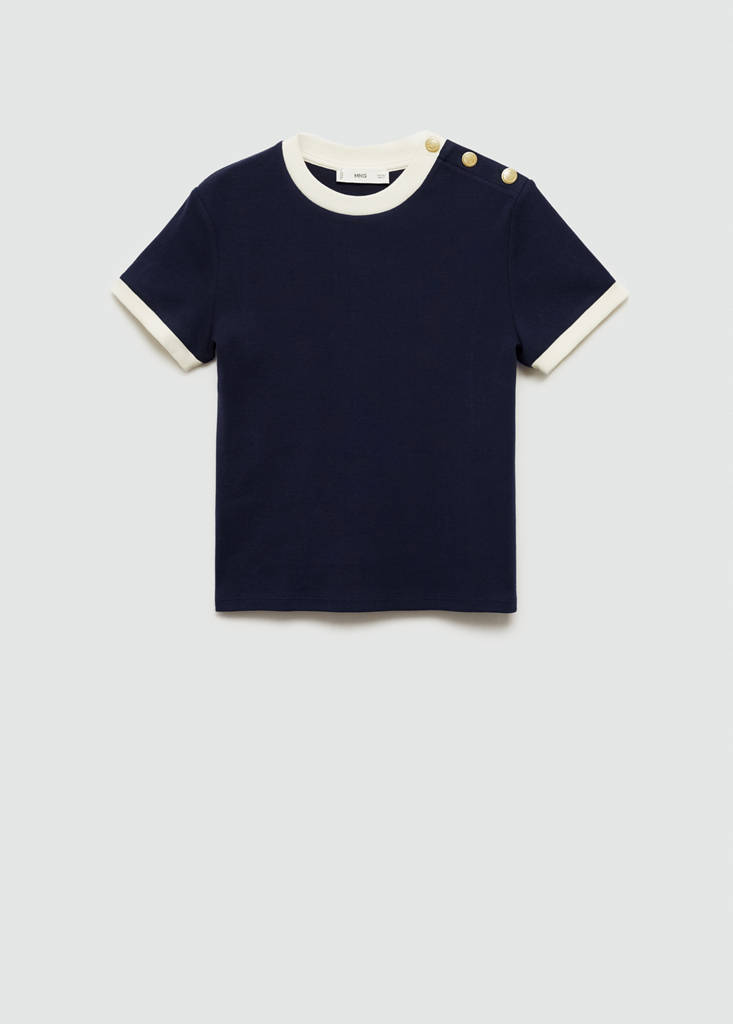 T-shirt with contrasting buttons — Dark Navy