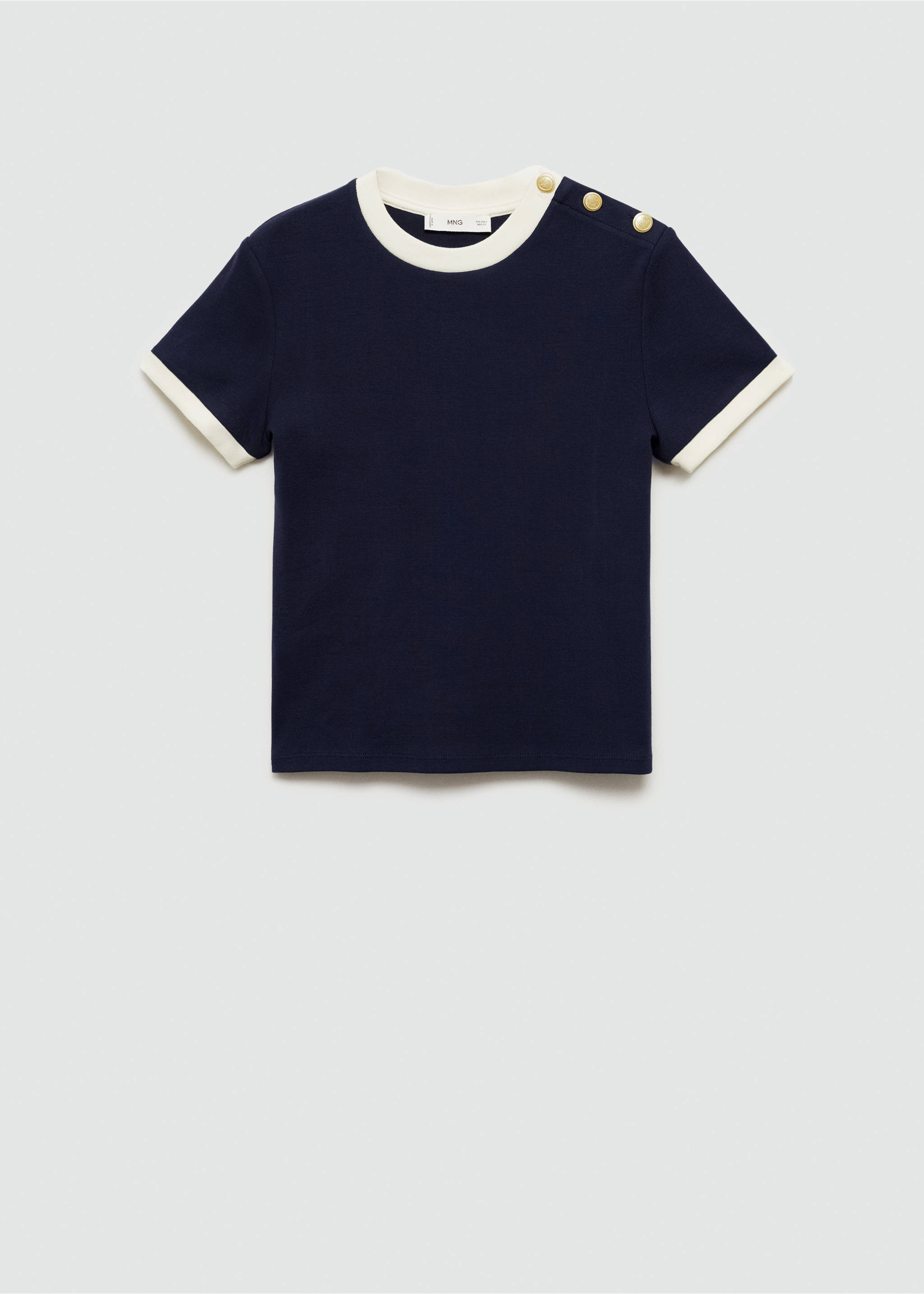 T-shirt with contrasting buttons - Изделие без модели, Темно-синий. Ref: 77074033-00.