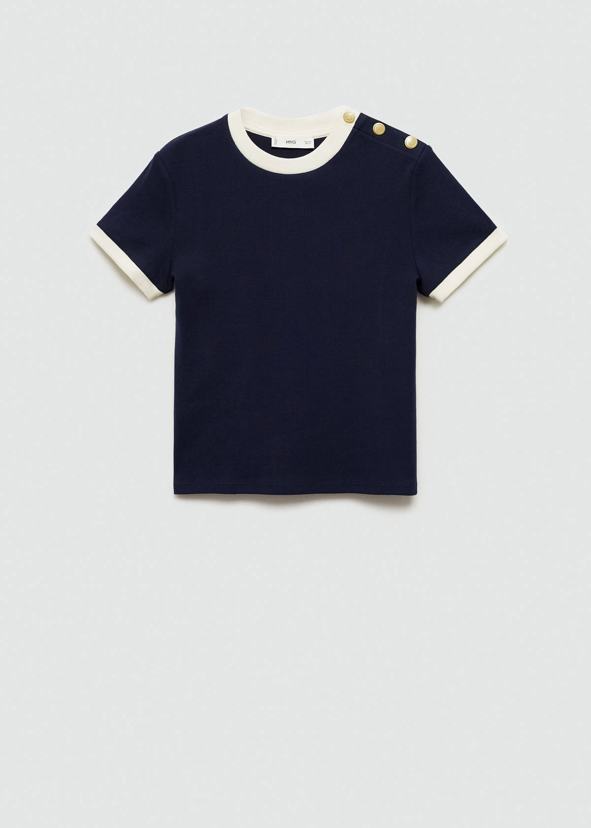 T-shirt with contrasting buttons — Dark Navy