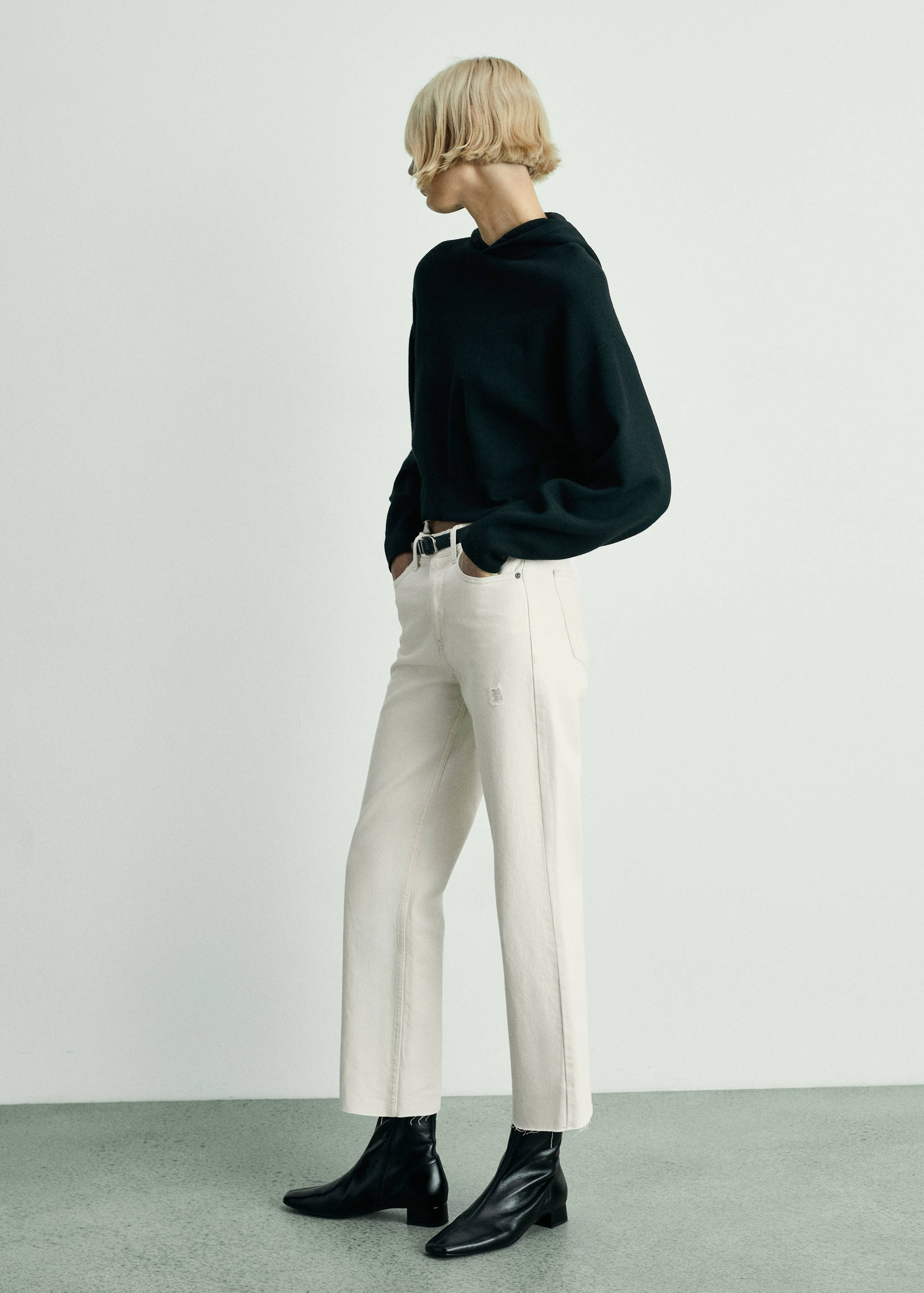 Jeans Blanca rectos crop - Plano general