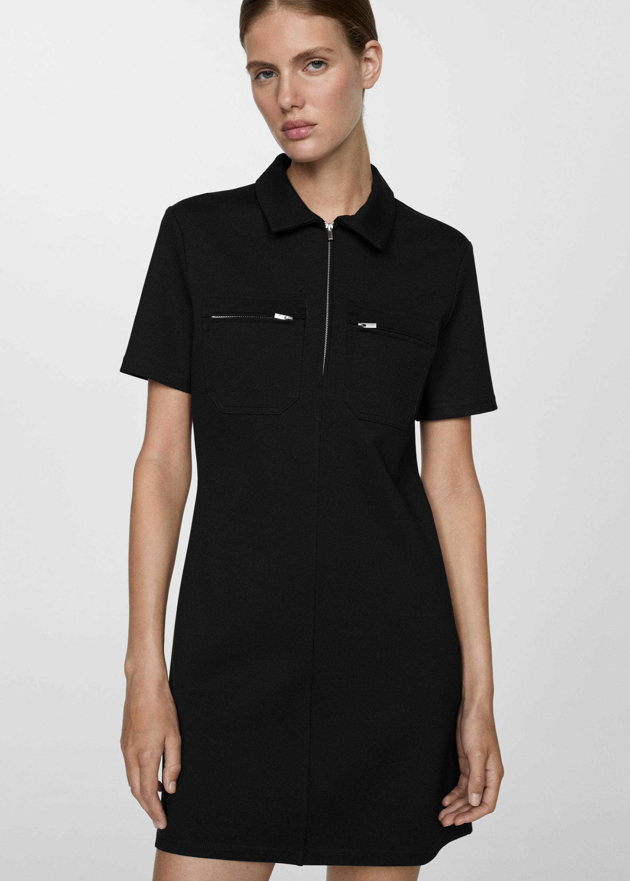 Polo-neck dress with pockets - Medium plane