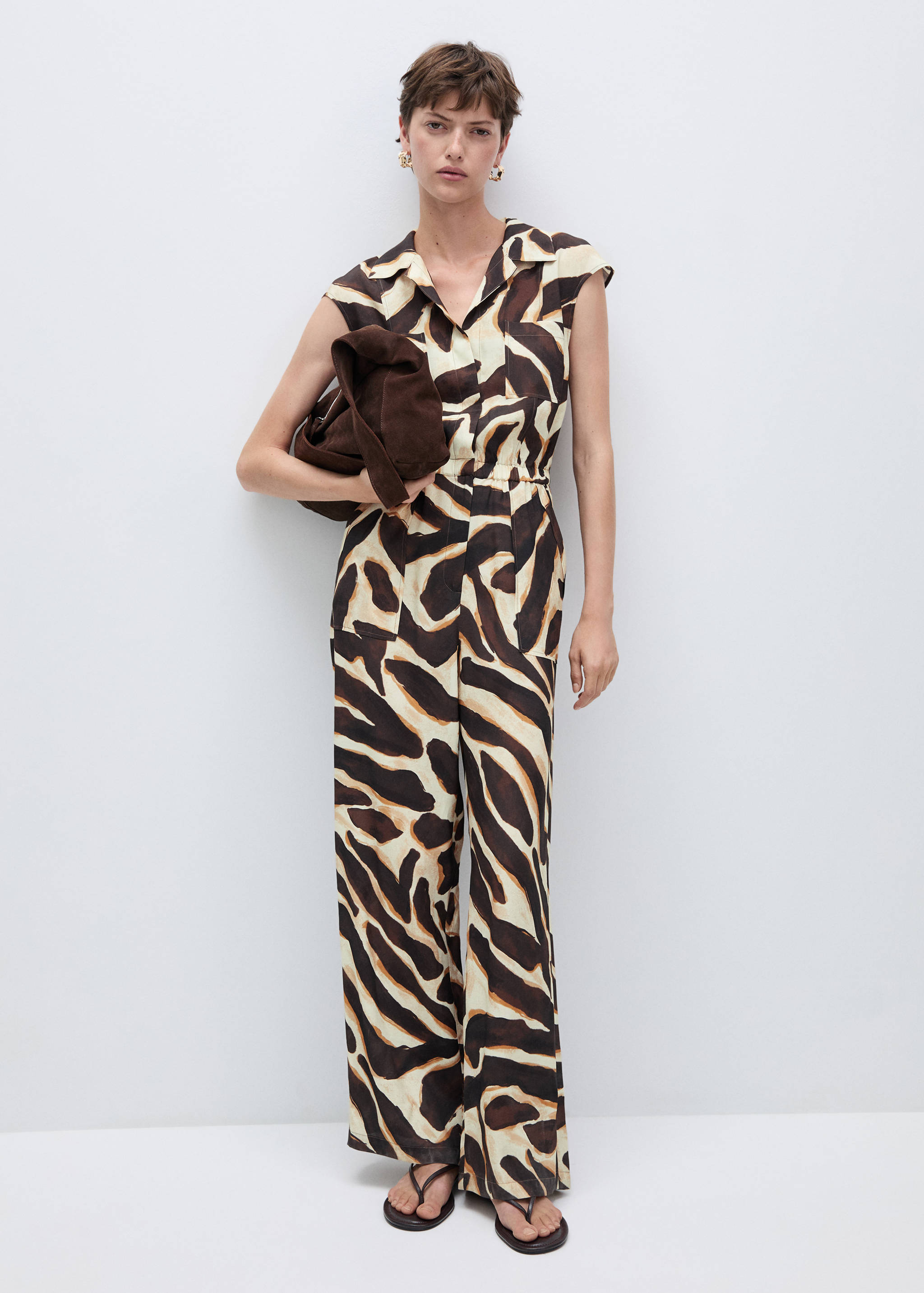 Animal-print jumpsuit with pockets - General plane