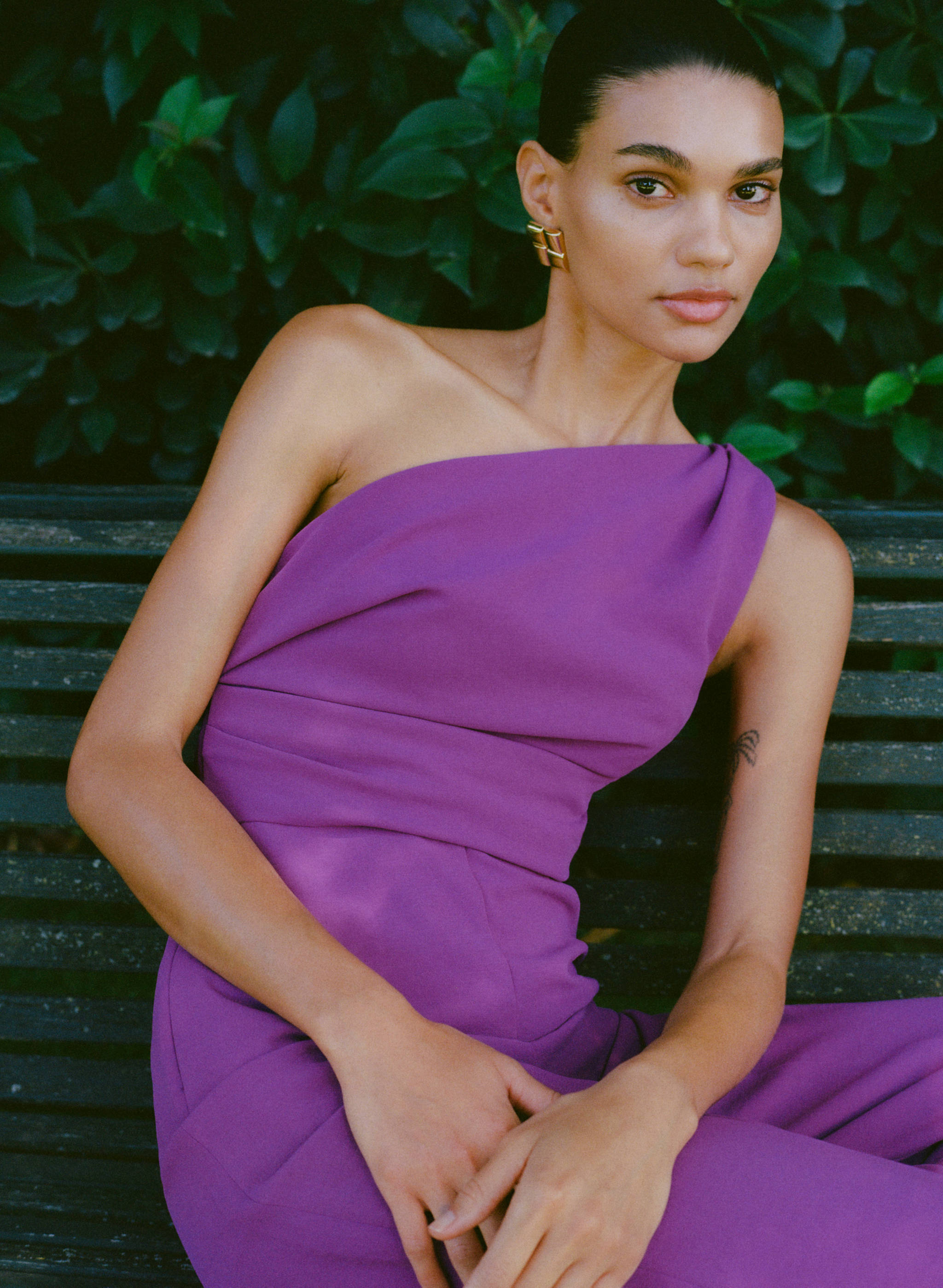 Drape detaylı asimetrik tulum - Ürün detayı 9