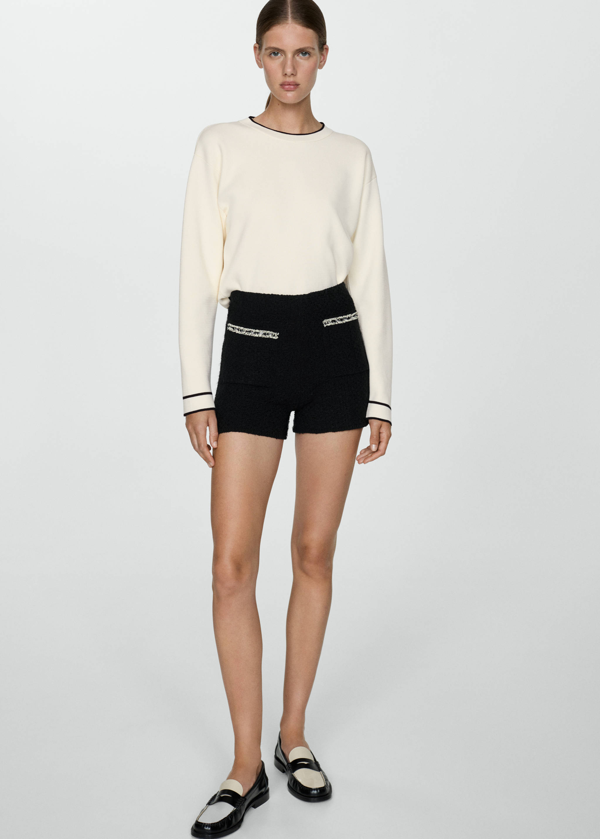 Contrast trim sweater - Details of the article 1