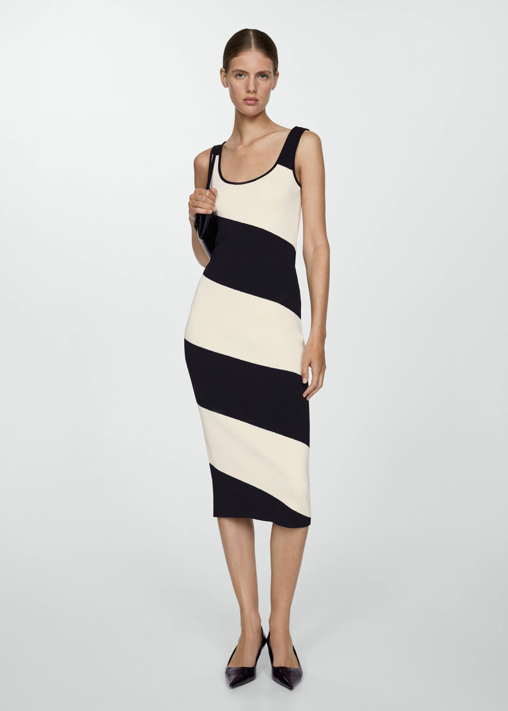Striped knitted midi-dress - General plane