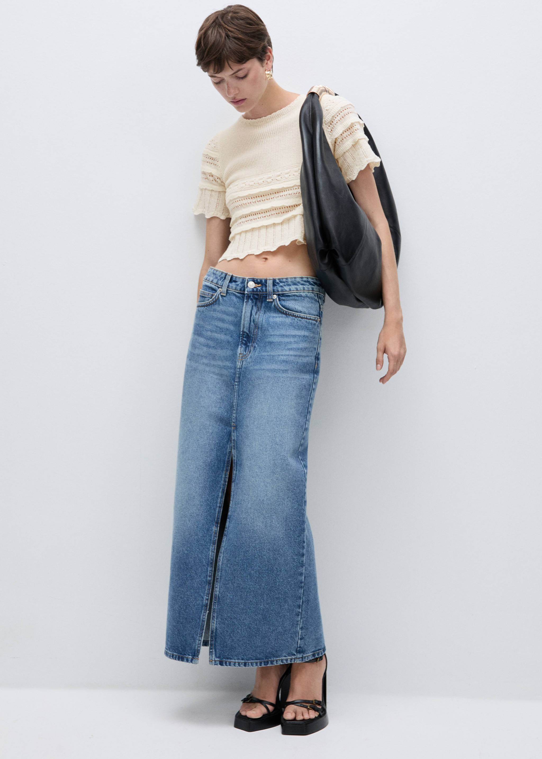 Pull-over manches courtes détails ajourés - Plan général