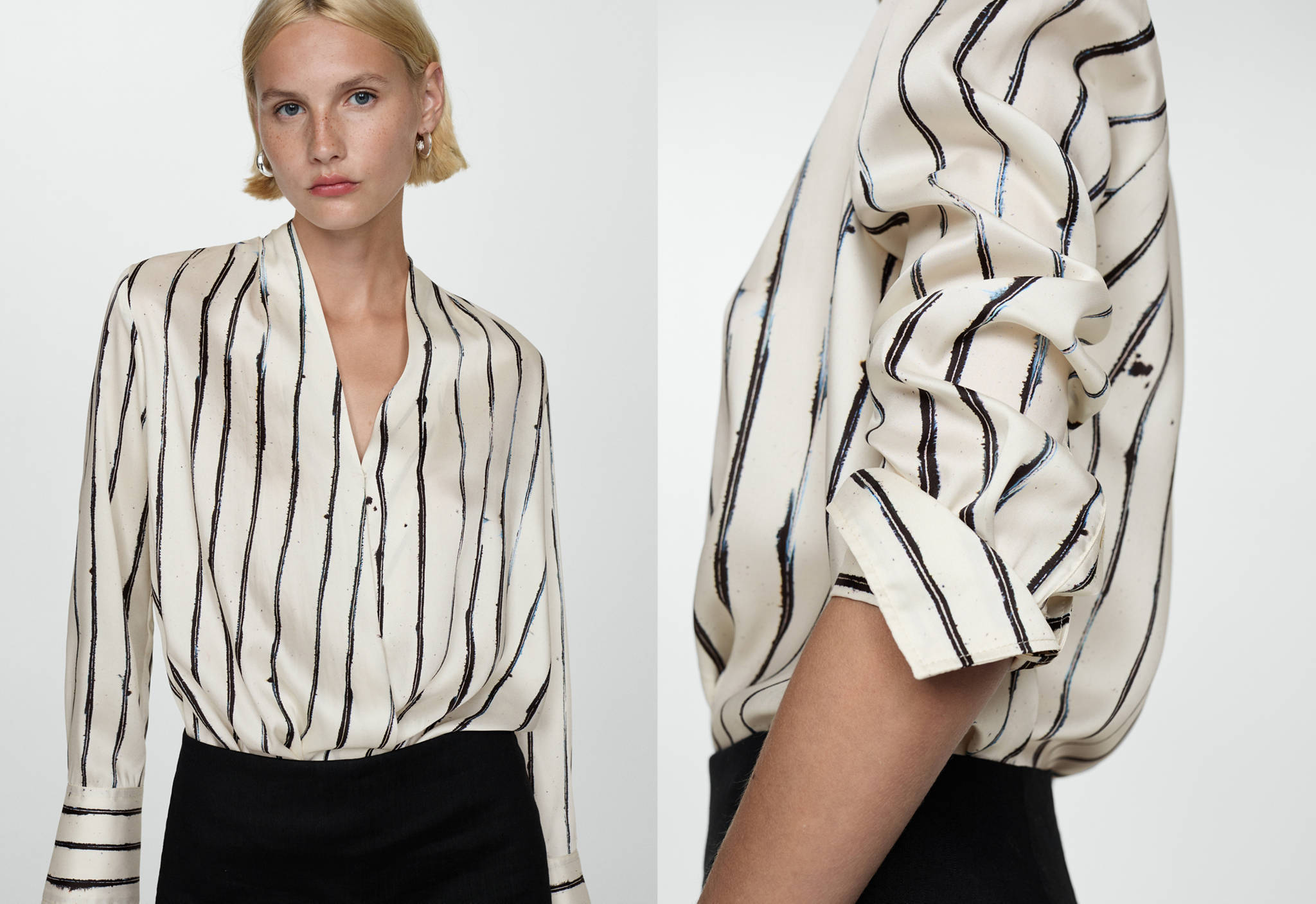 Striped wrap blouse - Panoramic plane