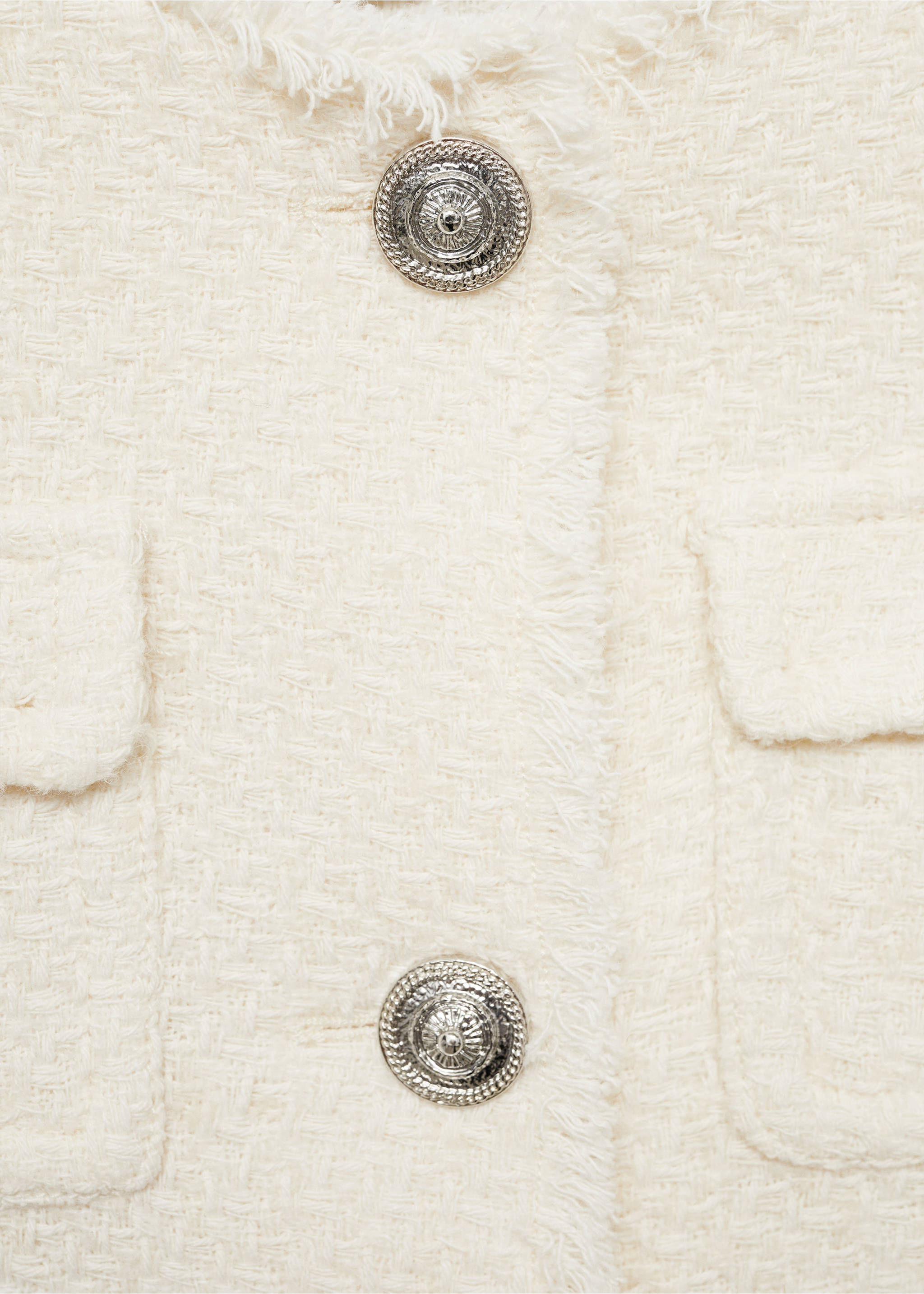 Pocket tweed jacket - Details of the article 8, Ecru. Ref: 77074067-00.