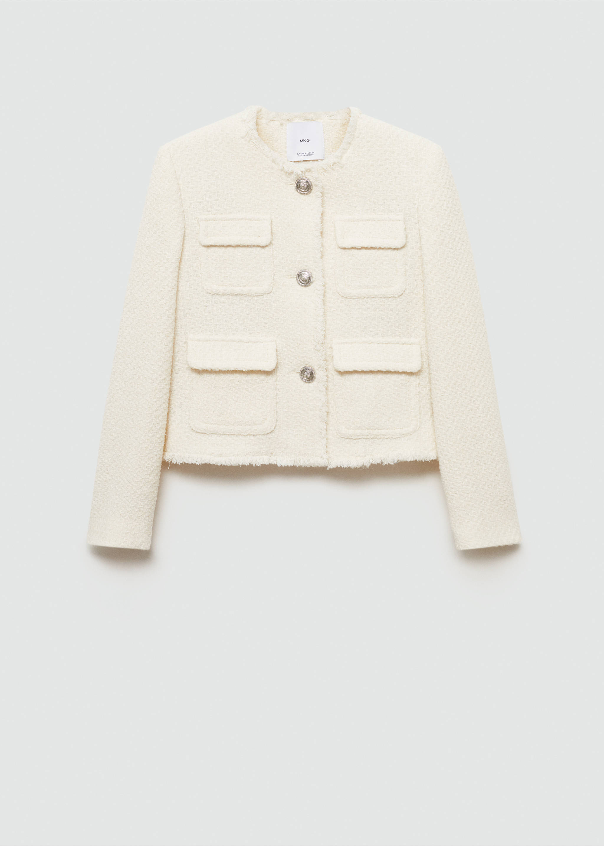 Pocket tweed jacket - Article without model, Ecru. Ref: 77074067-00.