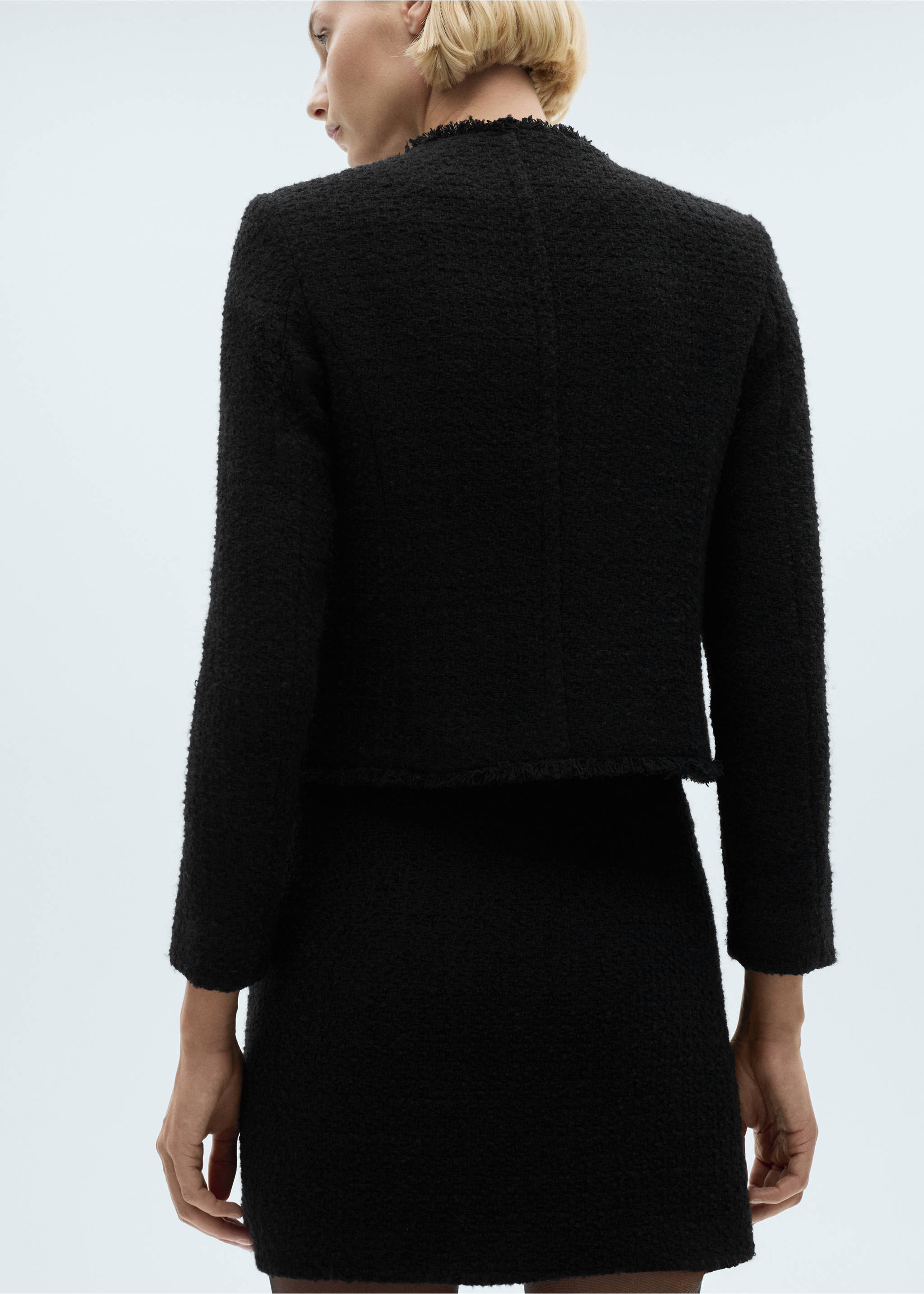 Pocket tweed jacket - Reverse of the article, Black. Ref: 77074067-00.