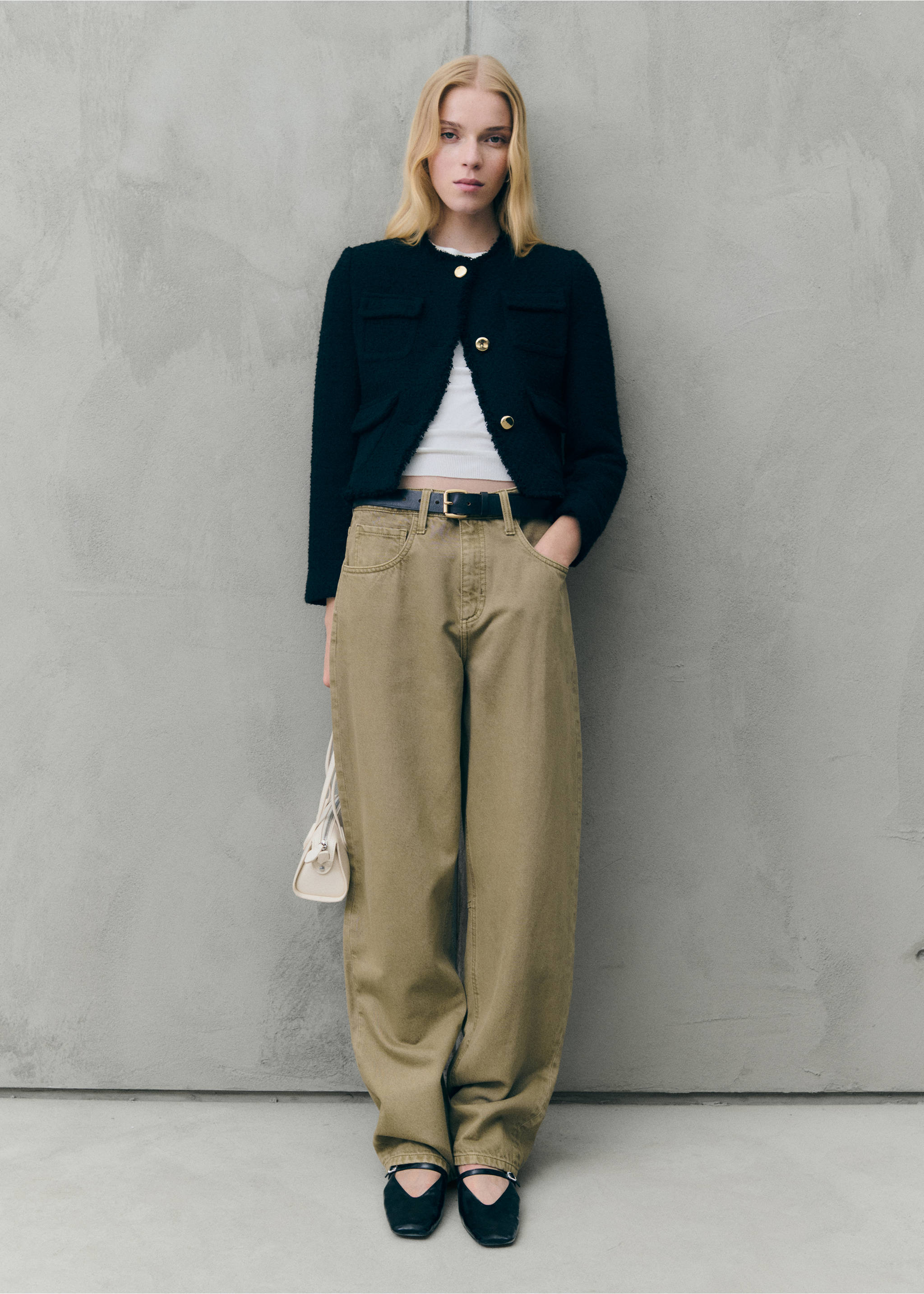 Pocket tweed jacket - Details of the article 7, Black. Ref: 77074067-00.